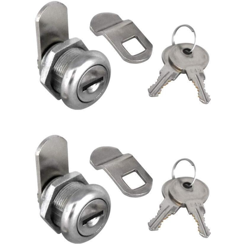2Pcs Cabinet Cam Lock Keyed Alike Tool Box Locks 58 Cylinder For Truck Pickup Tool Box Vending Machine Drawer Tool Box Mailbox Atm Locks Replacement
