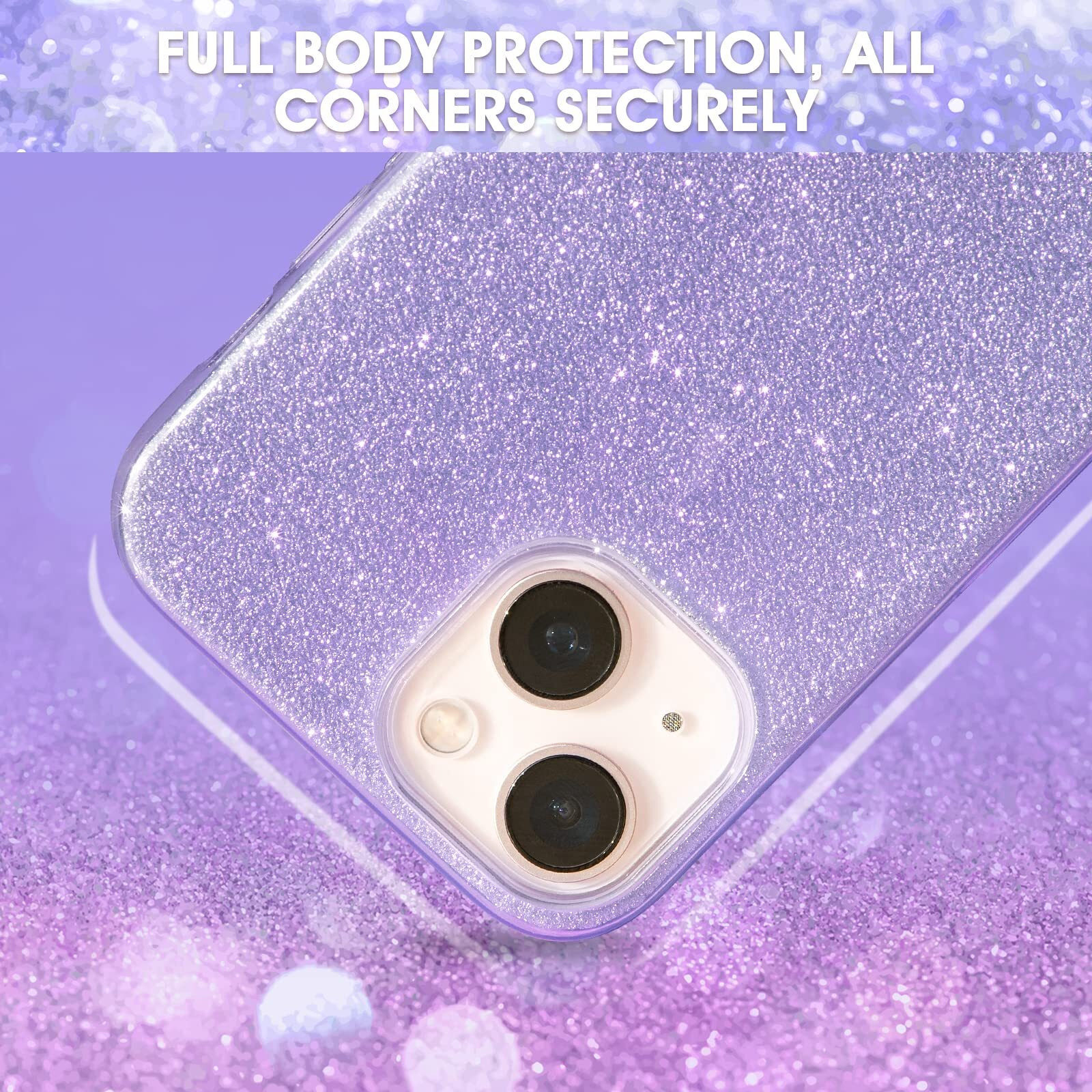Milprox Compatible With Iphone 13 Case (2021)  Glitter Sparkly Shiny Bling Rubber Gel Shell Cases 3 Layers Shockproof Protective Bumper Cover For Iphone 13 6.1 "&quot2 Cameras 2021-Purple