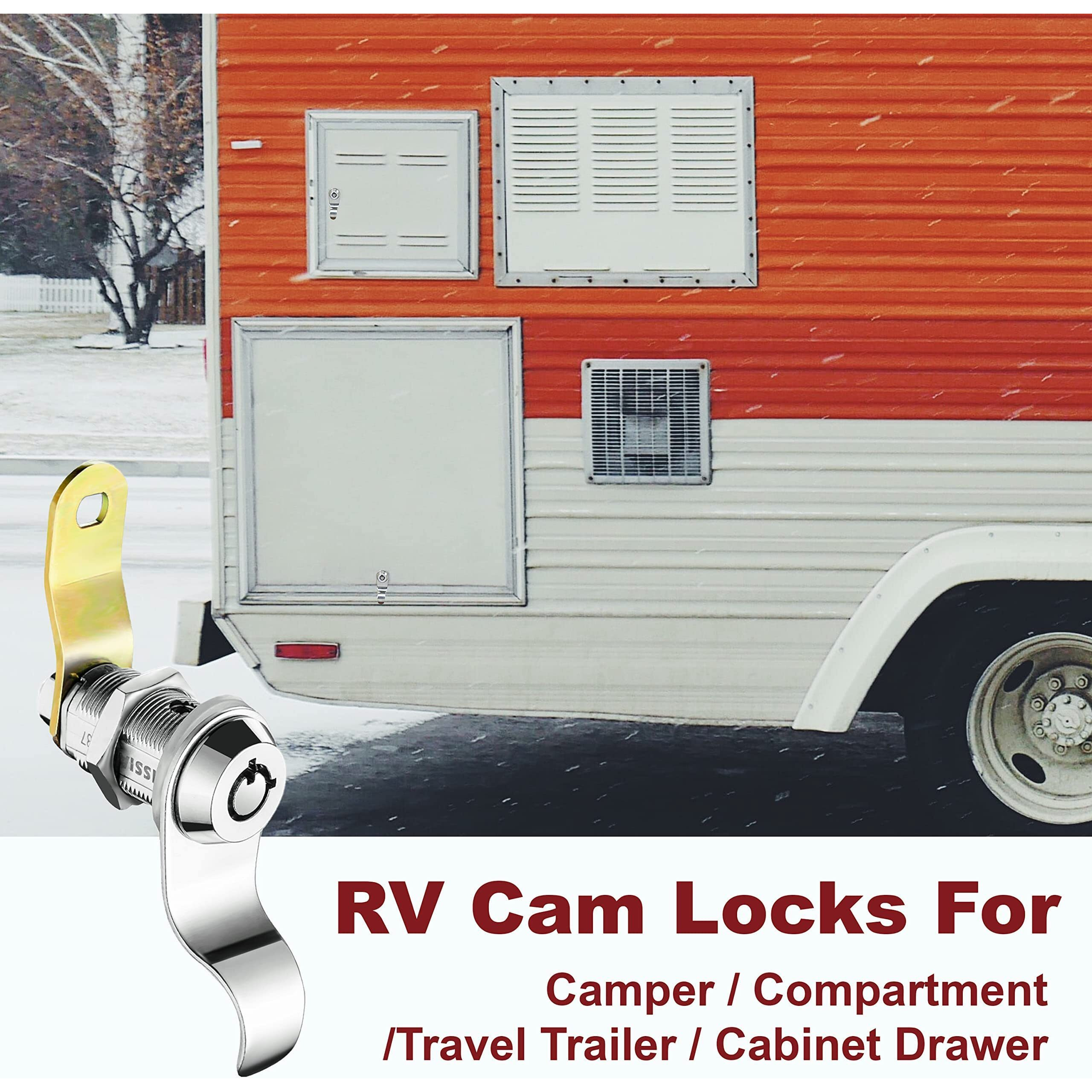 Naissian Rv Locks For Storage Door 1 1/8 Inch  Camper Storage Locks For Travel Trailer Compartment Cabinet Drawer With Keys 1 1/8 ""  Pack Of 8 Locks With 6 Keyed Alike With Manual
