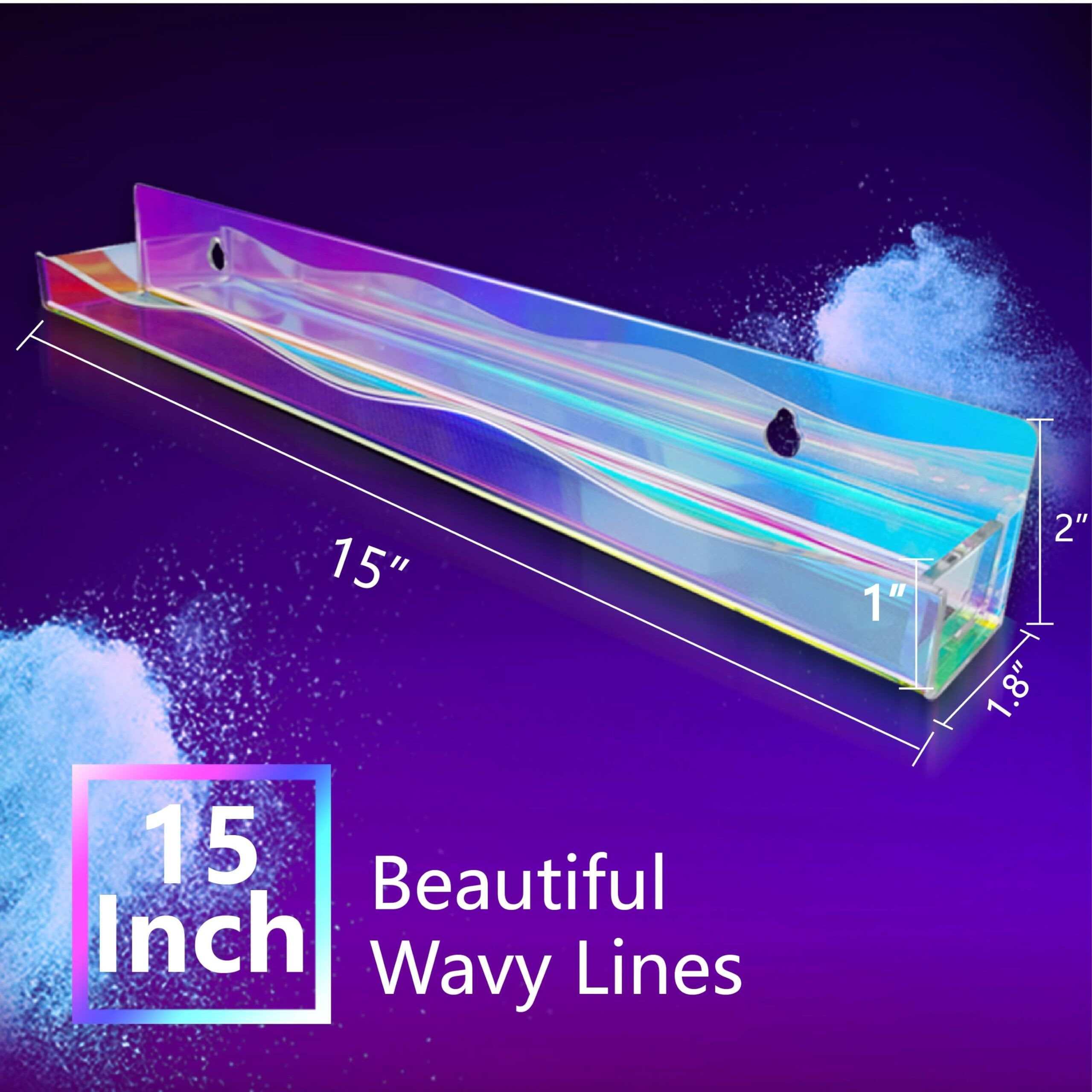 Ymvv 15 "" Nail Polish Rack Wall Mounted Shelf With Iridescent Star Shaped Glitters Sequin Inside Clear Acrylic Nail Polish Organizer For Nail Techs Great Display For Salons Retailers(6 Pack)