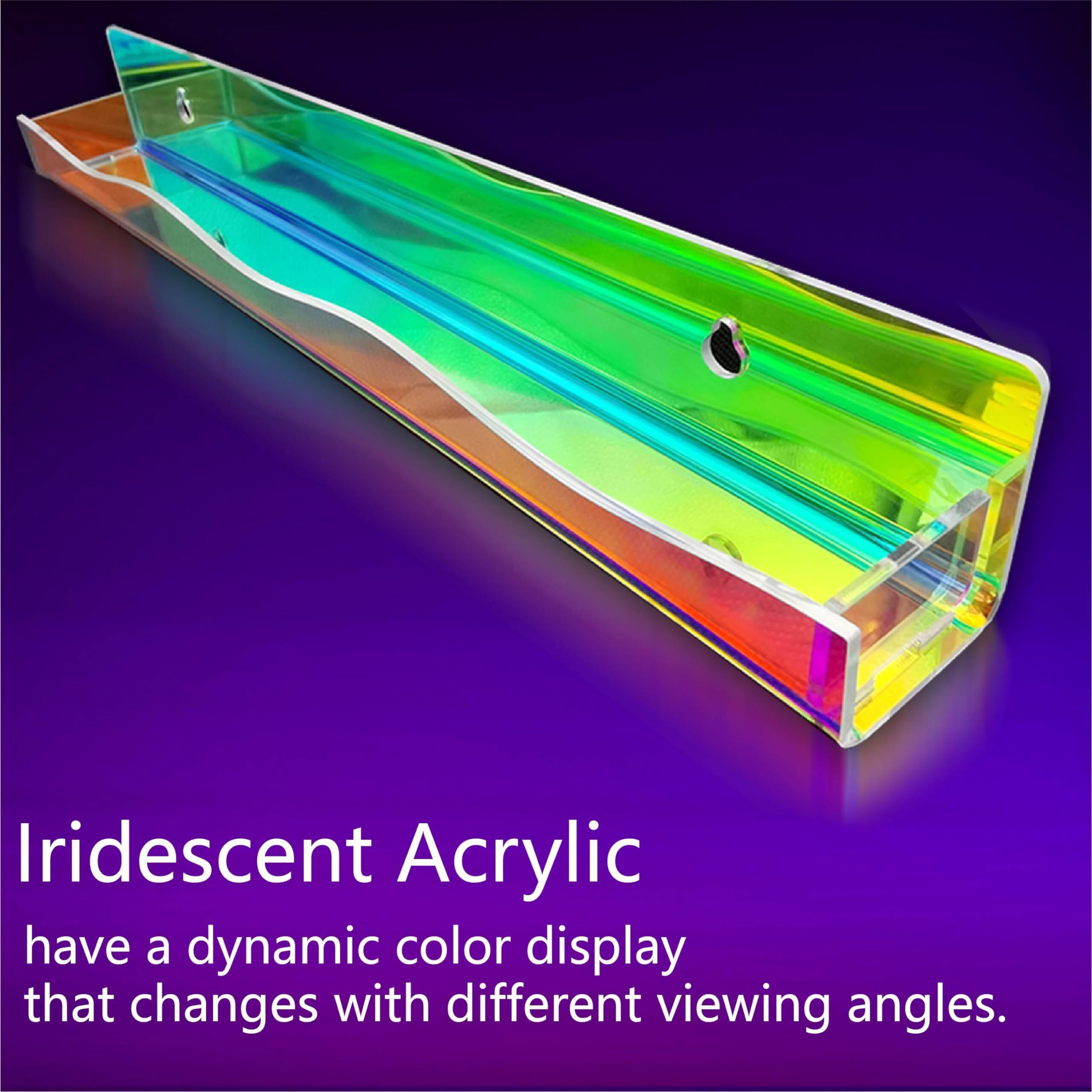 Ymvv 15 "" Nail Polish Rack Wall Mounted Shelf With Iridescent Star Shaped Glitters Sequin Inside Clear Acrylic Nail Polish Organizer For Nail Techs Great Display For Salons Retailers(6 Pack)