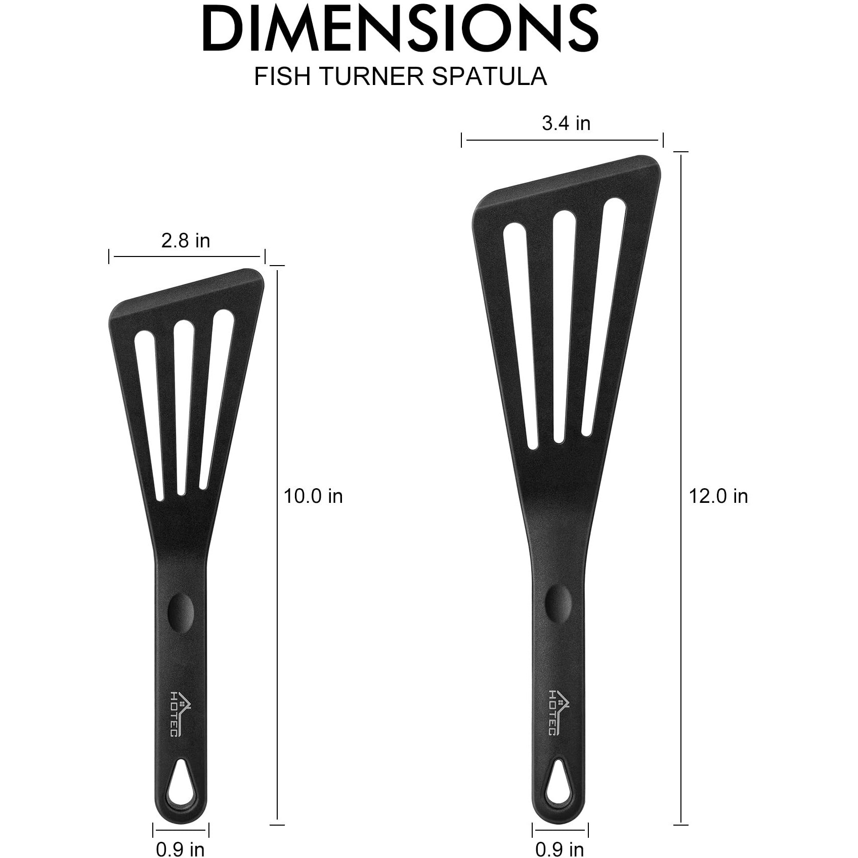 Hotec Heat Resistant Silicone Slotted Fish Turner Spatula Set  Flipper Cooking Spatulas  For Non Stick Cookware Dishwasher Safe  Black