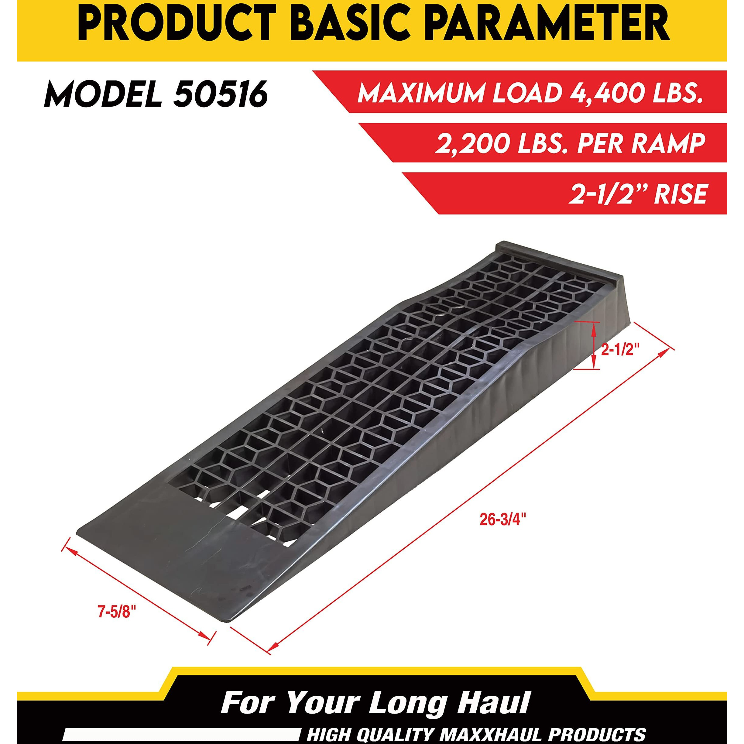 Maxxhaul 50516 4 400 Lb. Capacity Low Profile Car Ramps  2-Count  Black (Pack Of 1)