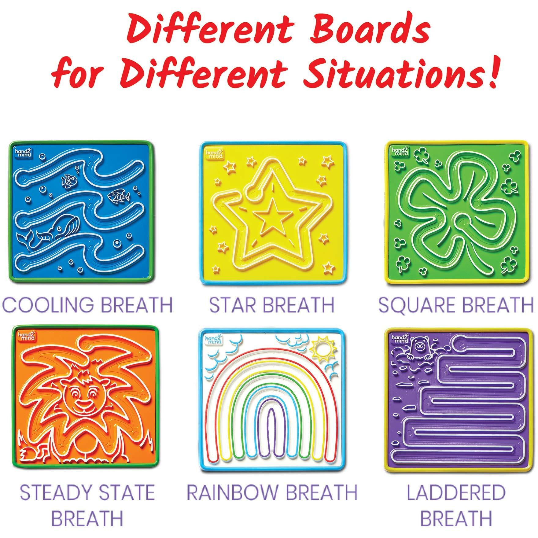 Hand2Mind Mindful Maze Boards  Learn Breathing Patterns  Mindfulness For Kids Anxiety Relief  Tactile Sensory Toys  Play Therapy Toys  Social Emotional Learning Activities  Calm Down Corner Supplies