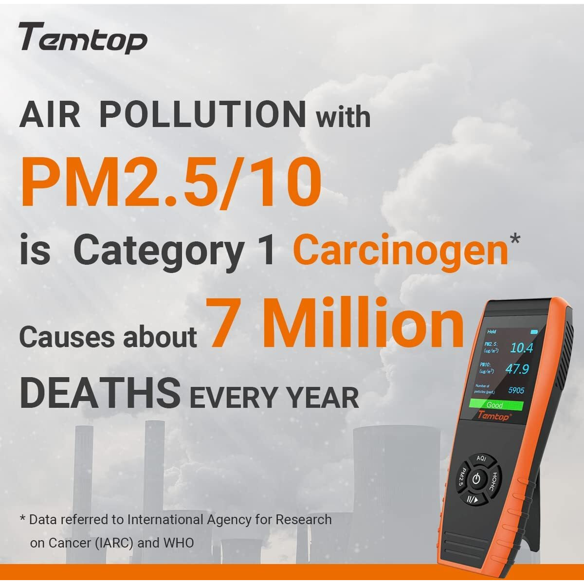 Temtop Air Quality Monitor Particle Detector Pm2.5 Pm10 Accurate Sensor Air Pollution Real Time Recording Tester For Home Office Indoor Outdoor P600