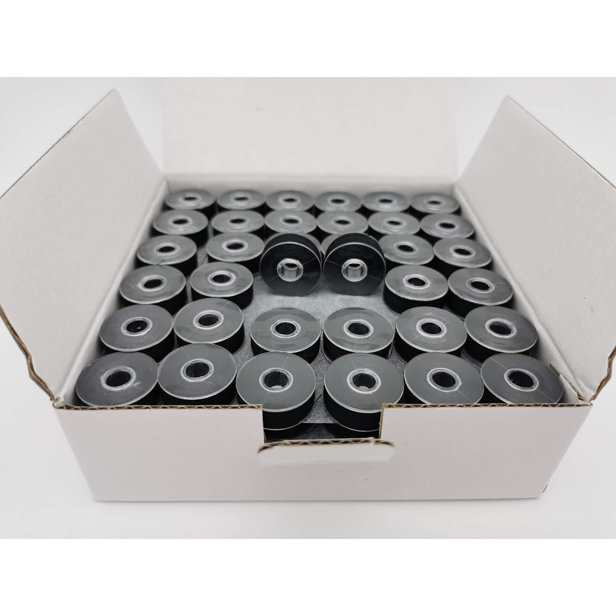 Prewound Bobbin  Plastic Sided  Size L(Sa155  Size 9.4)  Black  144  40S/2 Polyester For Sewing Doublelin Compatible With Babylock Barudan Brother Consew Juki Singer Tajima&More(40S2  Black)