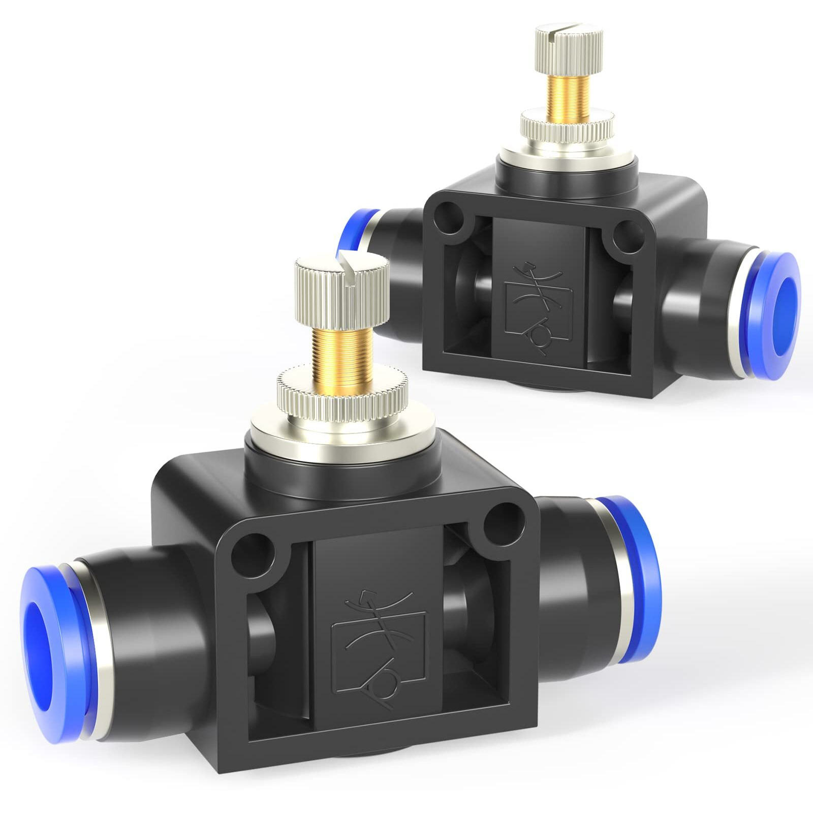 Tailonz Pneumatic Air Flow Control Valve With Push-To-Connect Fitting  In-Line Speed Controller Union Straight - 6Mm Tube Od X 6Mm Tube Od Scf-6 (Pack Of 5)
