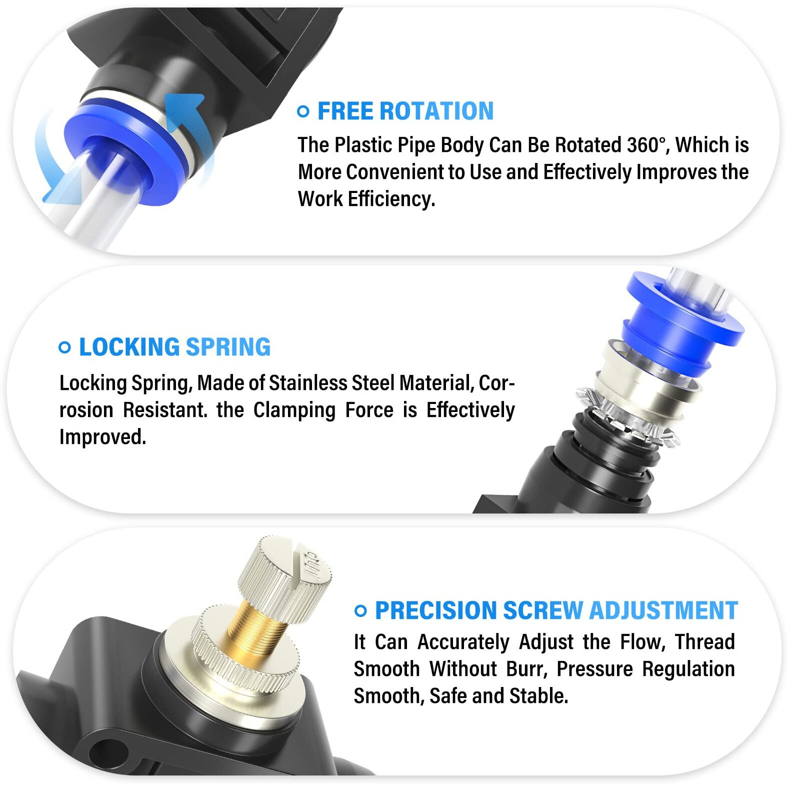 Tailonz Pneumatic Air Flow Control Valve With Push-To-Connect Fitting  In-Line Speed Controller Union Straight - 6Mm Tube Od X 6Mm Tube Od Scf-6 (Pack Of 5)