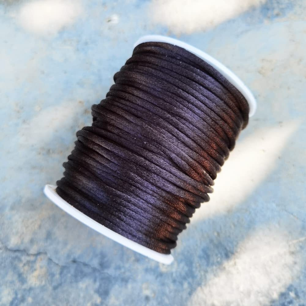 Inspirelle 3Mm Black Satin Cord Rattail Silk Cord Chinese Knot Thread For Jewelry Making  50 Yards Spool