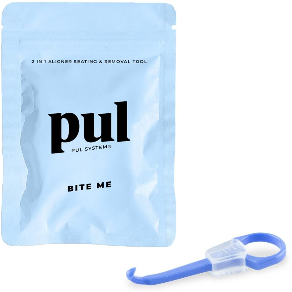 Pul Chewies & Clear Aligner Removal 2 In 1 Combo Tool - Compatible With Invisalign Removable Braces & Trays  Aligners  Retainers  Dentures - Hygienic Oral Care - Compact & Durable - 1 Pack  Blue