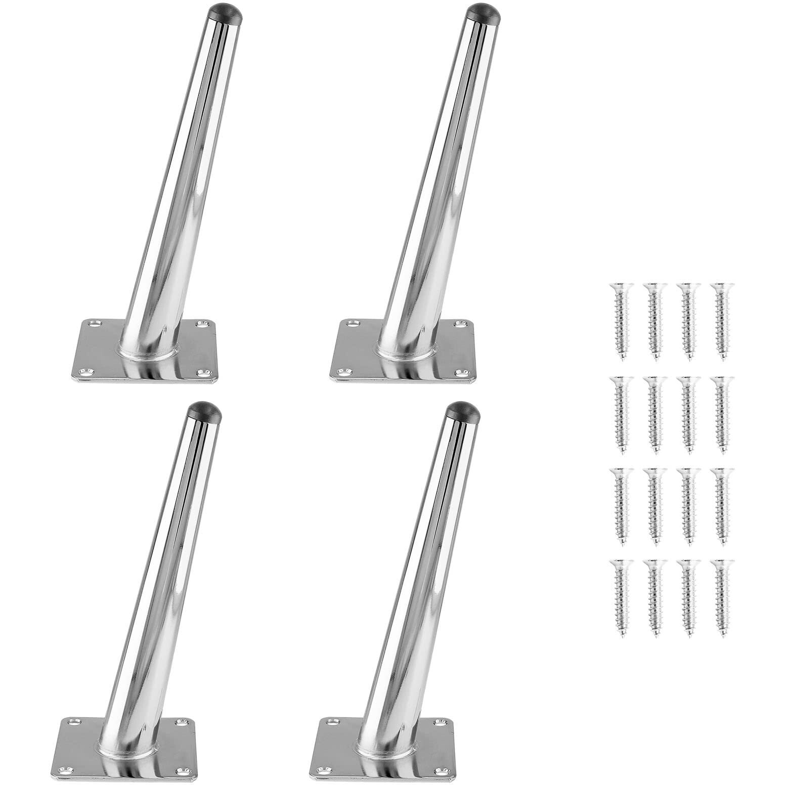 Seimneire 4Pcs 8 Inch Furniture Legs  Oblique Conical Metal Legs Chrome Mid-Century Style Furniture Feet For Sofa Cabinet Table Chair Cupboard Couch Ottoman Home Diy Projects