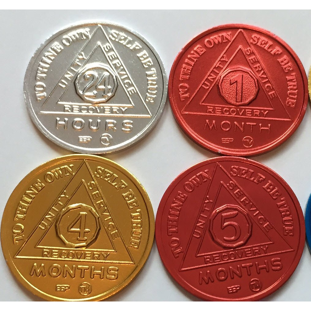 Set Of 12 Recovery Aa Medallion / Coins Bsp 24Hr-11Mo Commemorative
