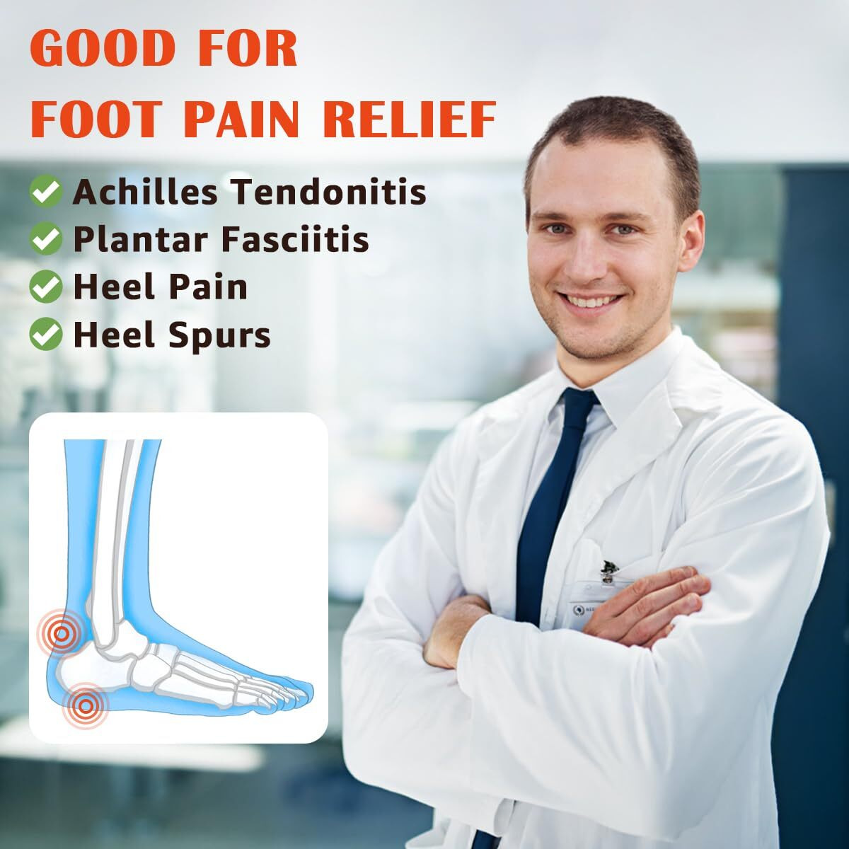 Skyfoot Orthopedic Heel Lift Inserts  Shock Absorption And Cushioning Height Increase Insoles For Achilles Tendonitis Relief  Heel Spurs  Heel Pain And Plantar Fasciitis (Large - 4/5 "" Thick)