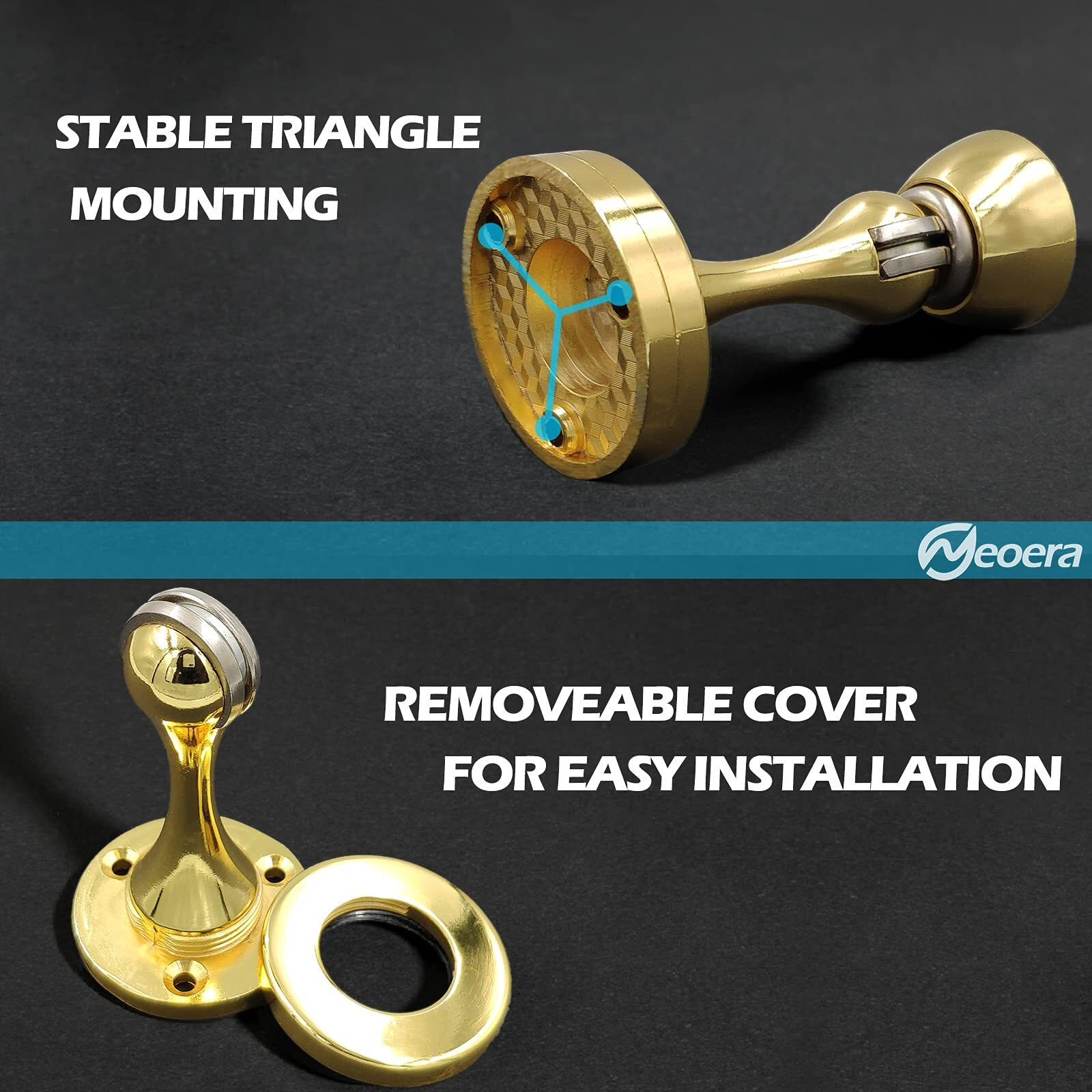 Neoera Magnetic Door Stop(Polished Brass/Gold Color) Door Stopper Strong Magnetic Door Catch For Hold Door Open  Anti-Rust  Heavy Duty For Various Door Types  Wall & Floor Mount 2Pack
