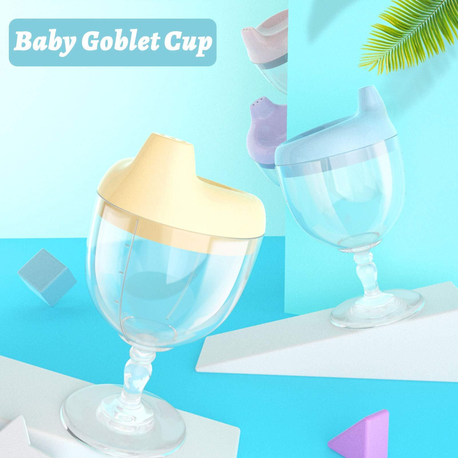 Crumye Fancy Wine Glass Sippy Cup Spill Proof For Baby  Toddler  And Child  Goblet Style Great For Your Prince & Princess Holidays Birthday Party Celebration  5 Ounce(Yellow)