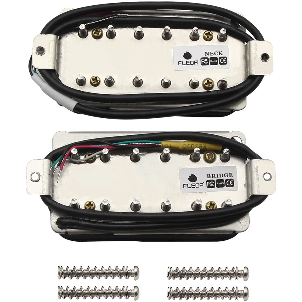 Fleor High Output Alnico 5 Electric Guitar Neck Pickup & Bridge Pickup Humbucker Set White