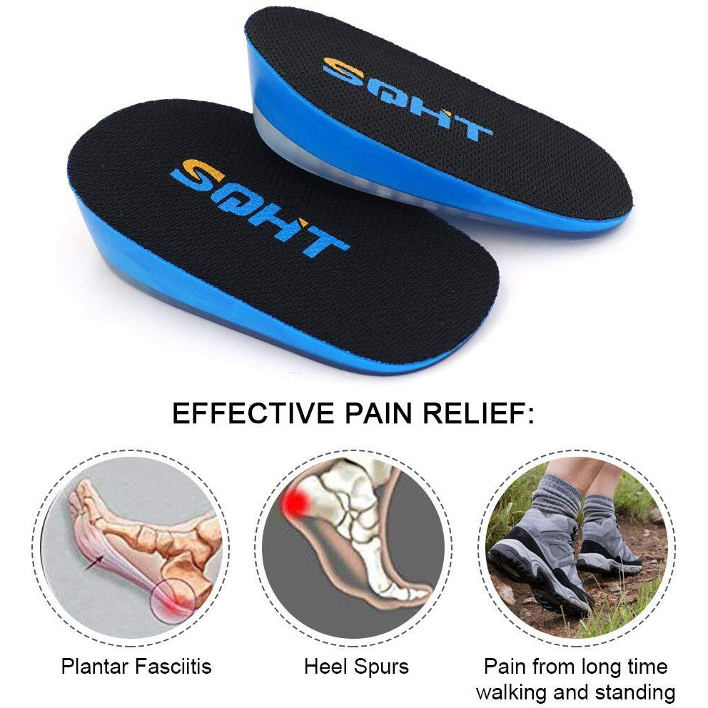 Sqht 's Height Increase Insoles - Heel Shoe Lift Inserts For Achilles Tendonitis And Leg Length Discrepancy  Heel Cushion For Men & Women (Large (1 "" Height))