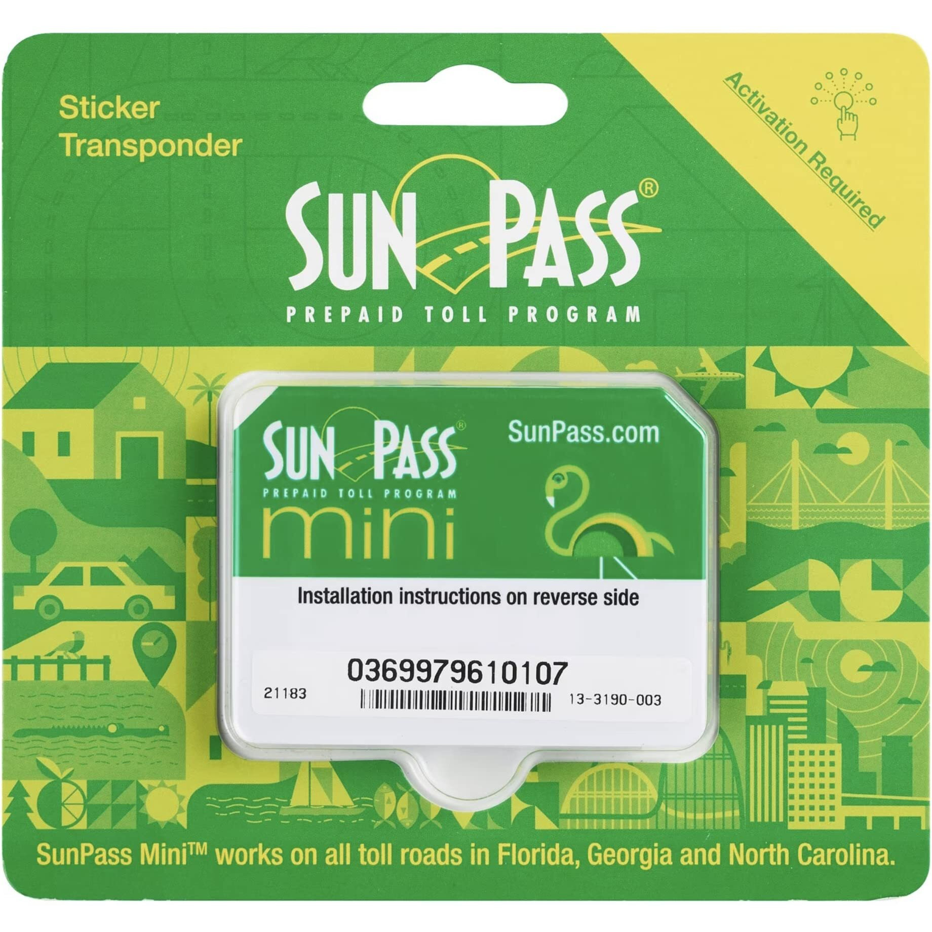 Transponder Direct Sunpass Mini Sticker For Florida Toll  W/Registration Holder - New Version