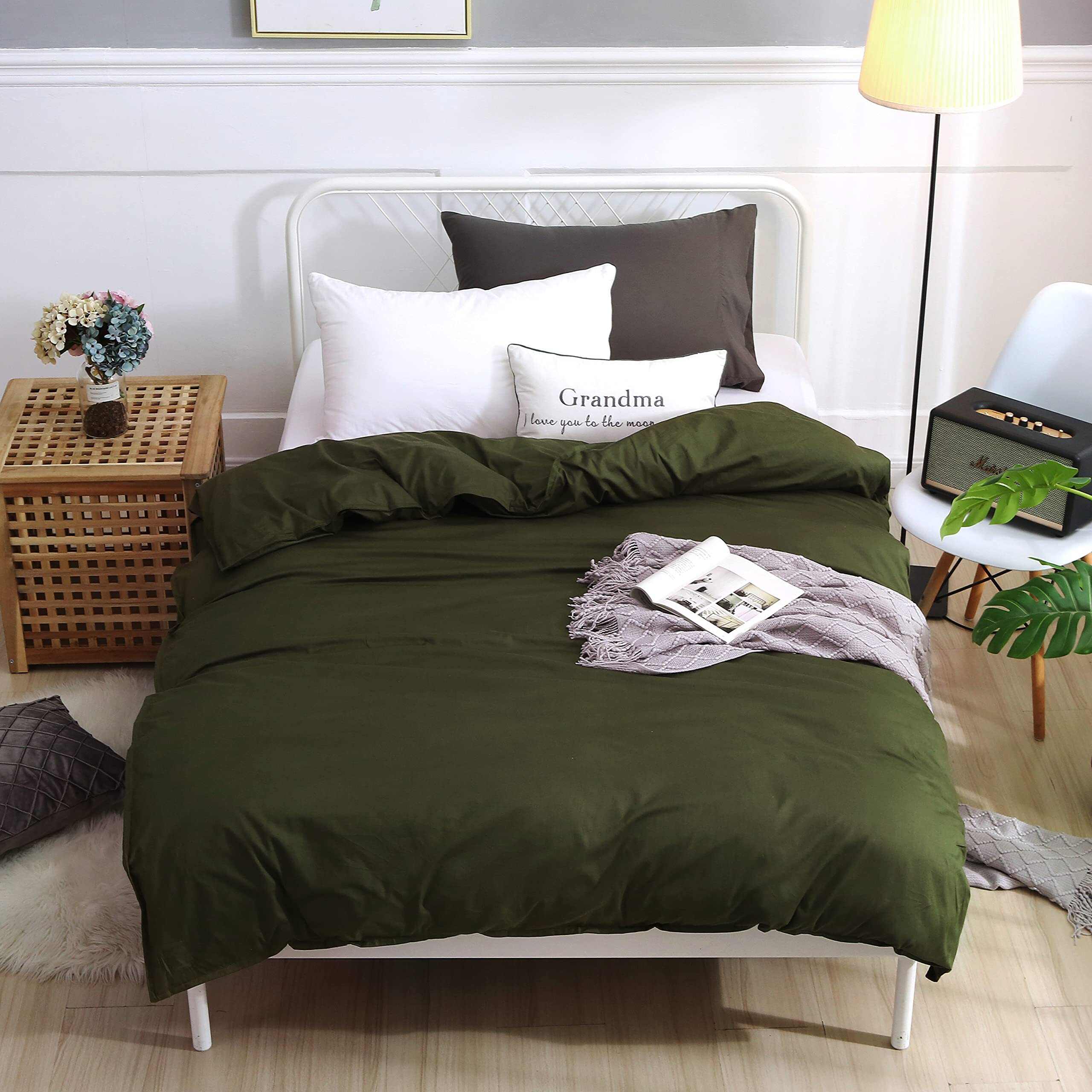 F.Y.Dreams Weighted Blanket Duvet Cover 60X80 Inches With 8 Ties Zipper On Long Side/100% Cotton  Amy Green/Just Duvet Cover