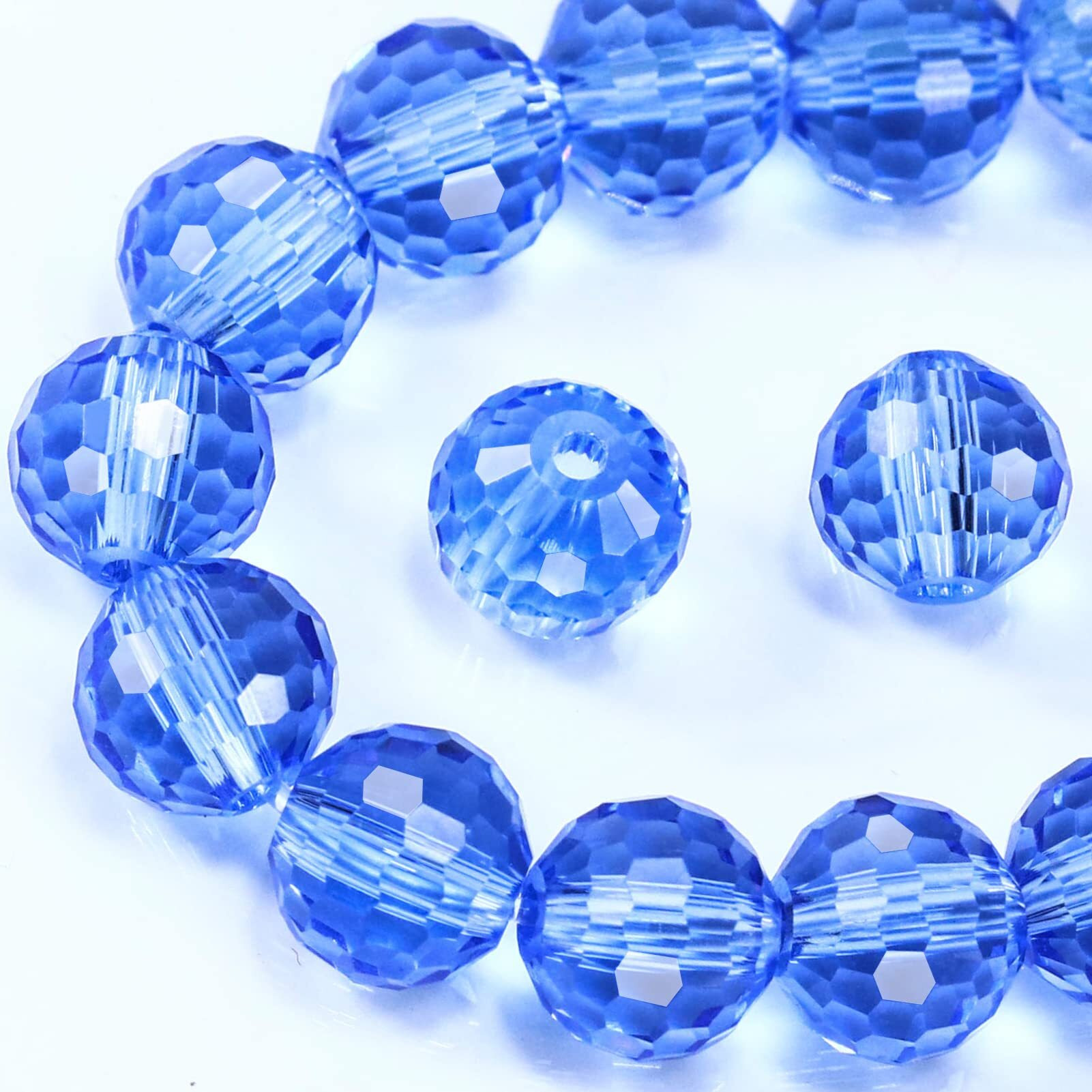 Dowarm 100Pcs 8Mm Crystal Glass Beads For Jewelry Making  Light Blue Faceted Crystal Beads For Crafts Bracelet Wind Chimes Suncatcher  5003 Rondelle Spacer Beads  Loose Gemstones