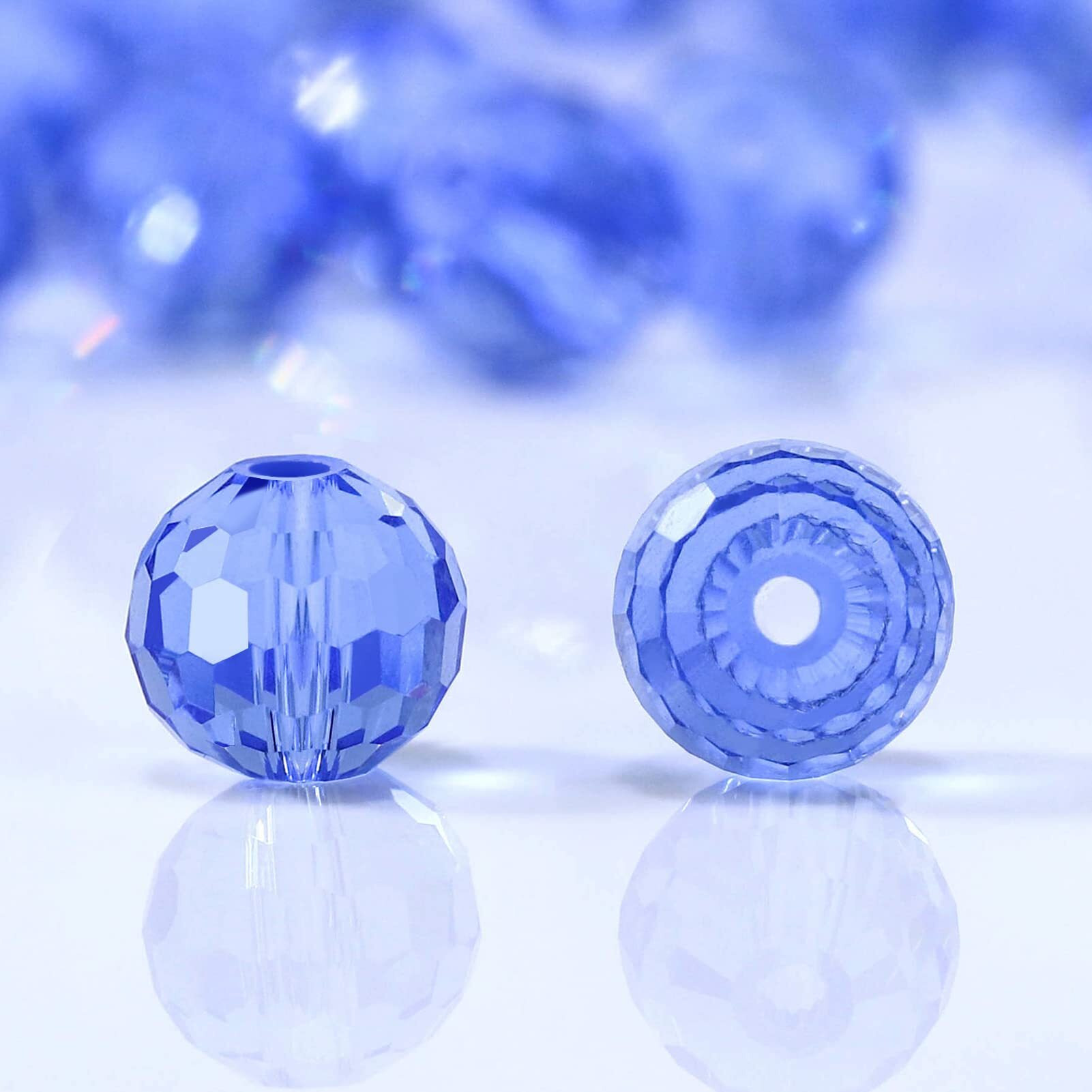 Dowarm 100Pcs 8Mm Crystal Glass Beads For Jewelry Making  Light Blue Faceted Crystal Beads For Crafts Bracelet Wind Chimes Suncatcher  5003 Rondelle Spacer Beads  Loose Gemstones