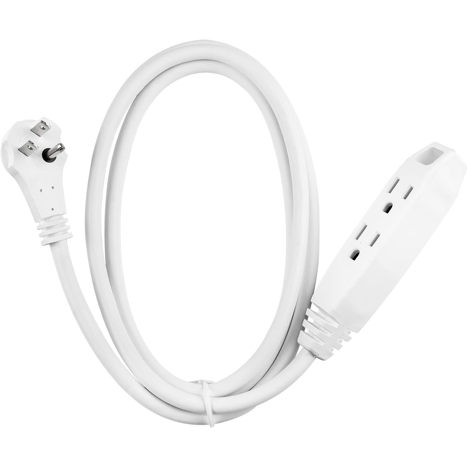 Clear Power 6 Ft 3 Outlet Heavy Duty Flat Plug Extension Cord 14/3 Sjt For Small Tools  Appliance And Office Equipment  White  3 Prong Grounded  Dcic-0046-Dc