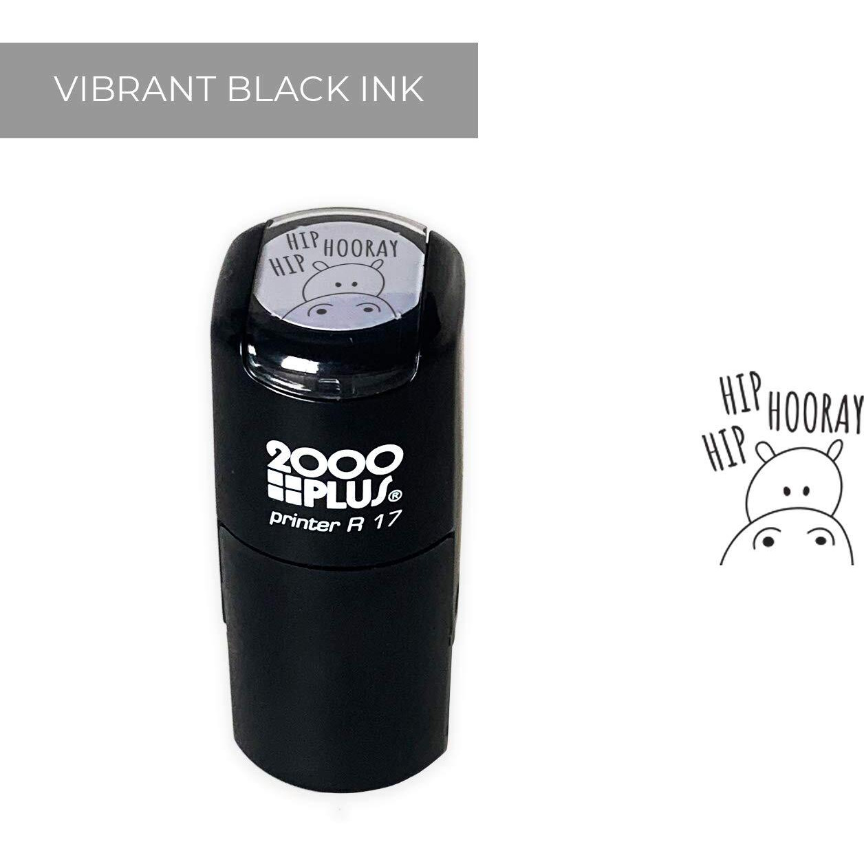 Hip Hip Hooray Hippo Stamp / 2000 Plus Self Inking Teacher Stamper/Black Imprint Planner Worksheet Stamp