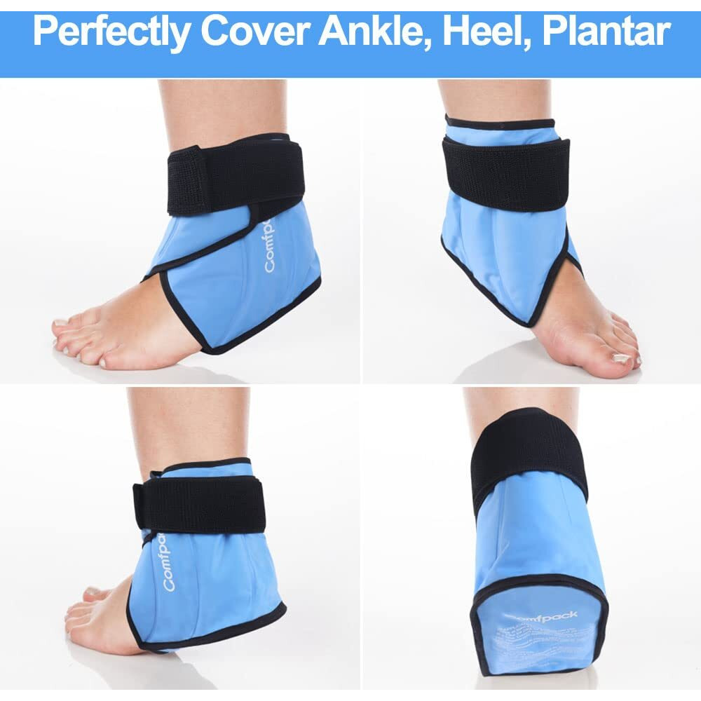 Comfpack Heel Ice Pack For Plantar Fasciitis  Reusable Hot Cold Therapy Foot Ankle Ice Pack Wrap For Achilles Tendonitis  Plantar Fasciitis  Sprain  Swelling  Heel Pain  Sports Injuries