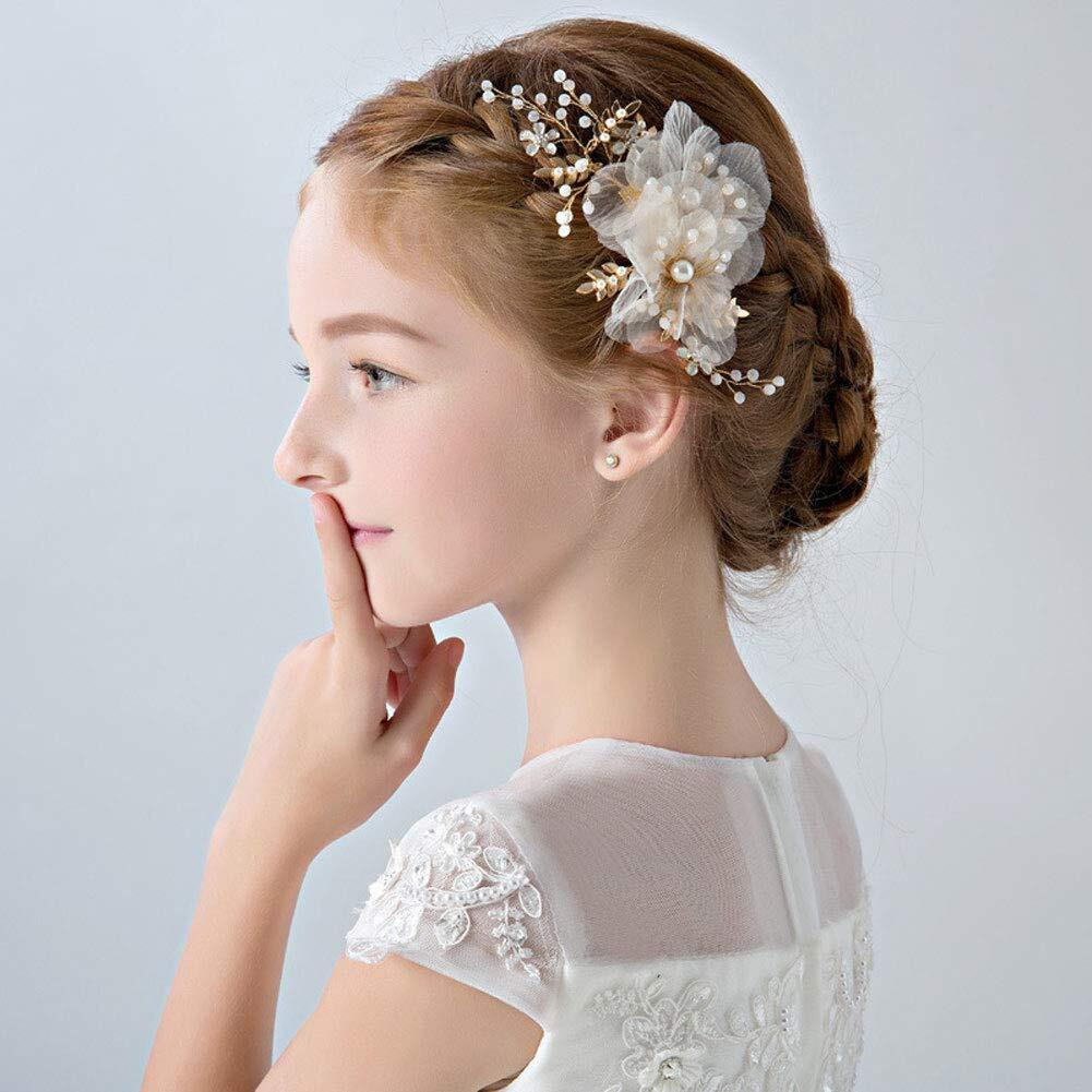 Flower Girl Hair Accessory Pearls White Floral Cute Elegant Hair Pin For Bridesmaid Wedding Dress Shows Children ' Day Party