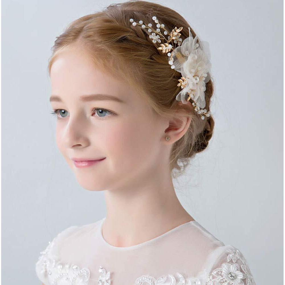 Flower Girl Hair Accessory Pearls White Floral Cute Elegant Hair Pin For Bridesmaid Wedding Dress Shows Children ' Day Party