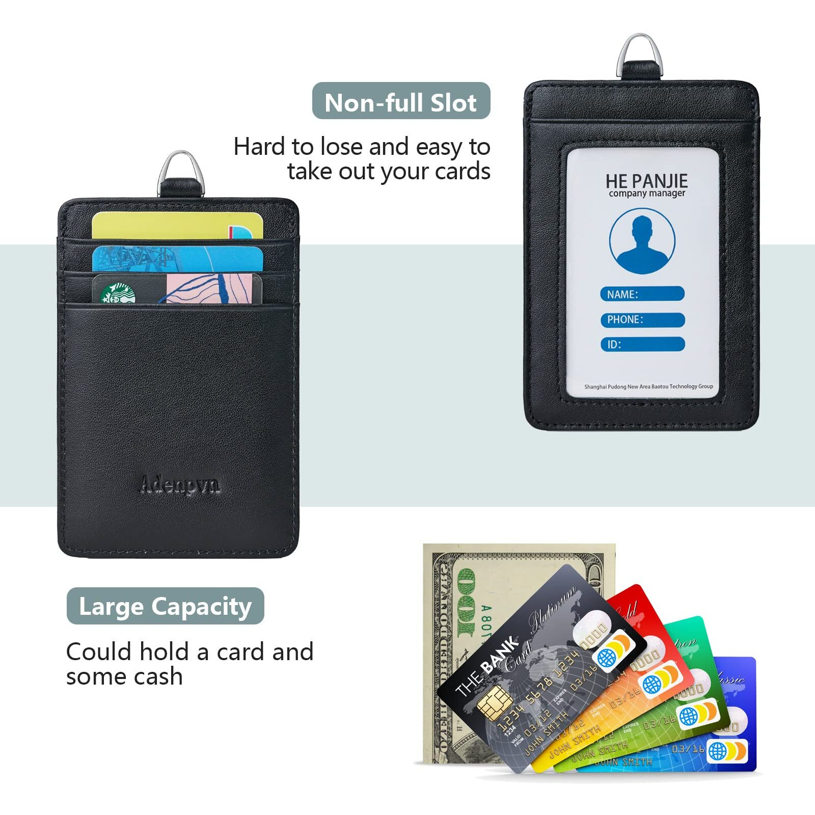 Genuine Leather Id Badge Holder With Lanyard Soft Leather Id Card Holder Up To 20 Colors And Leather Grains To Choose Frommultiple Card Slots Vertical Work Name Badge Case