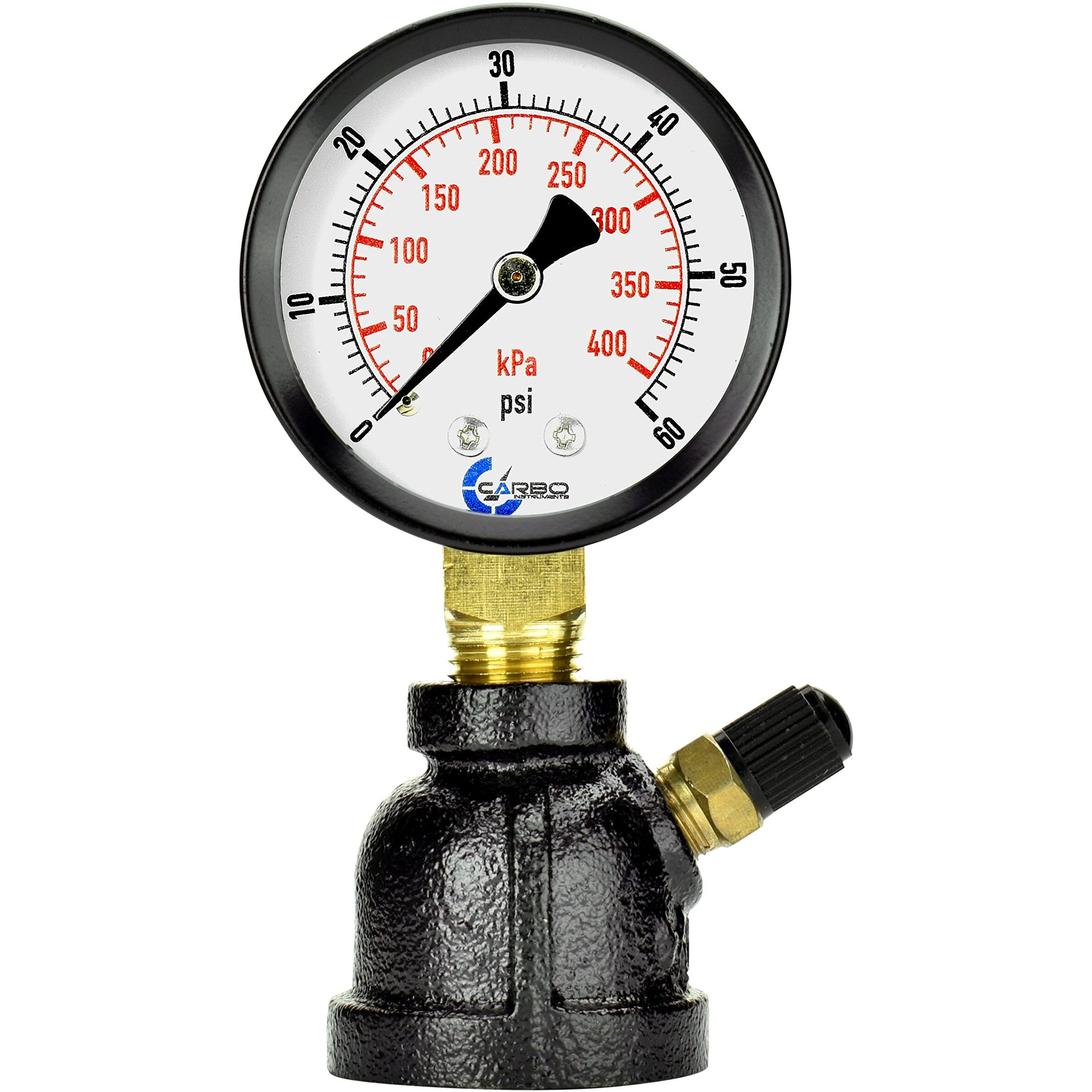 Carbo Instruments Gas Test Pressure Gauge 60 Pound  60 Psi / 400 Kpa  3/4