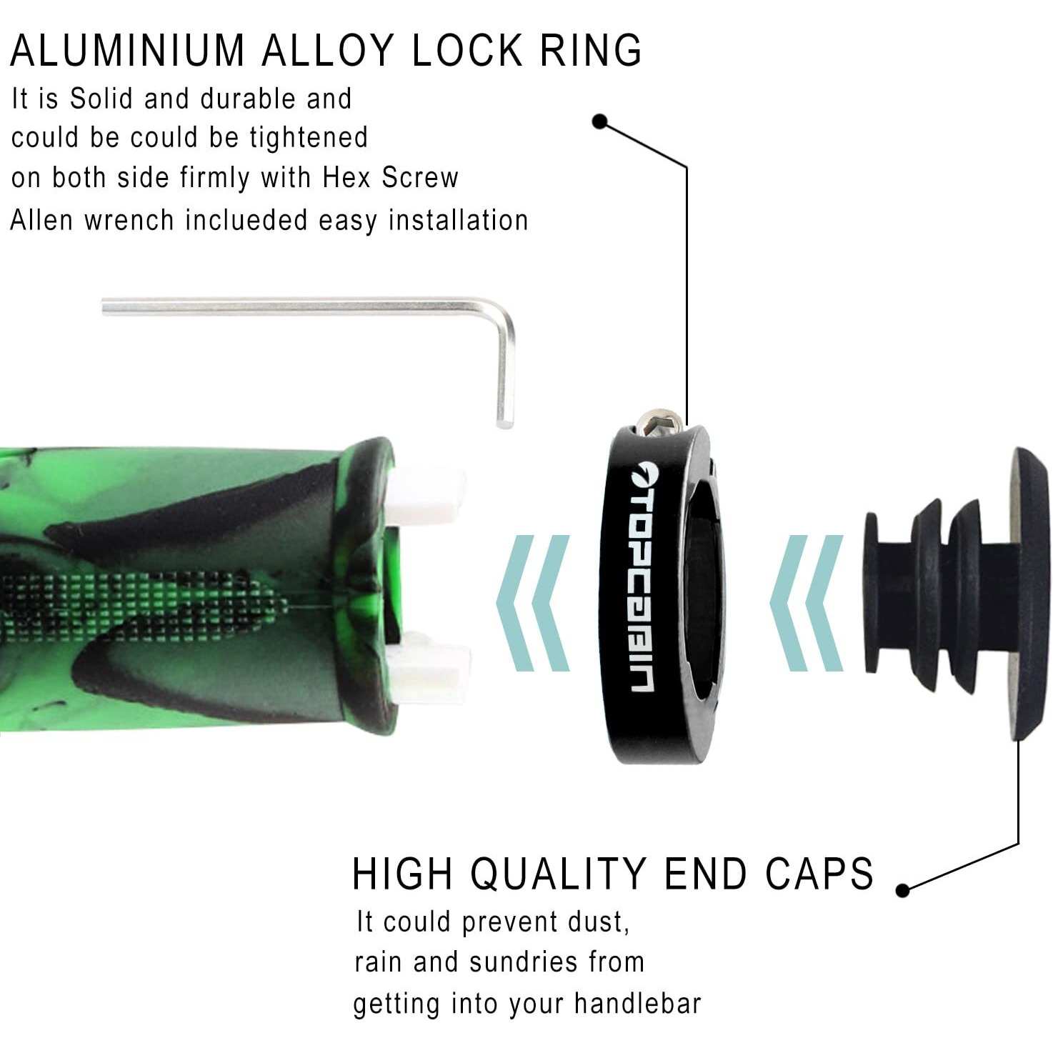 Topcabin Bike Grips Ergonomic Design Bicycle Grips Widen Holding Rubber Bike Handlebar Grips With Aluminum Lockgrips For Bike Mountain Road Mtb (Rubber Green (1 Pair))
