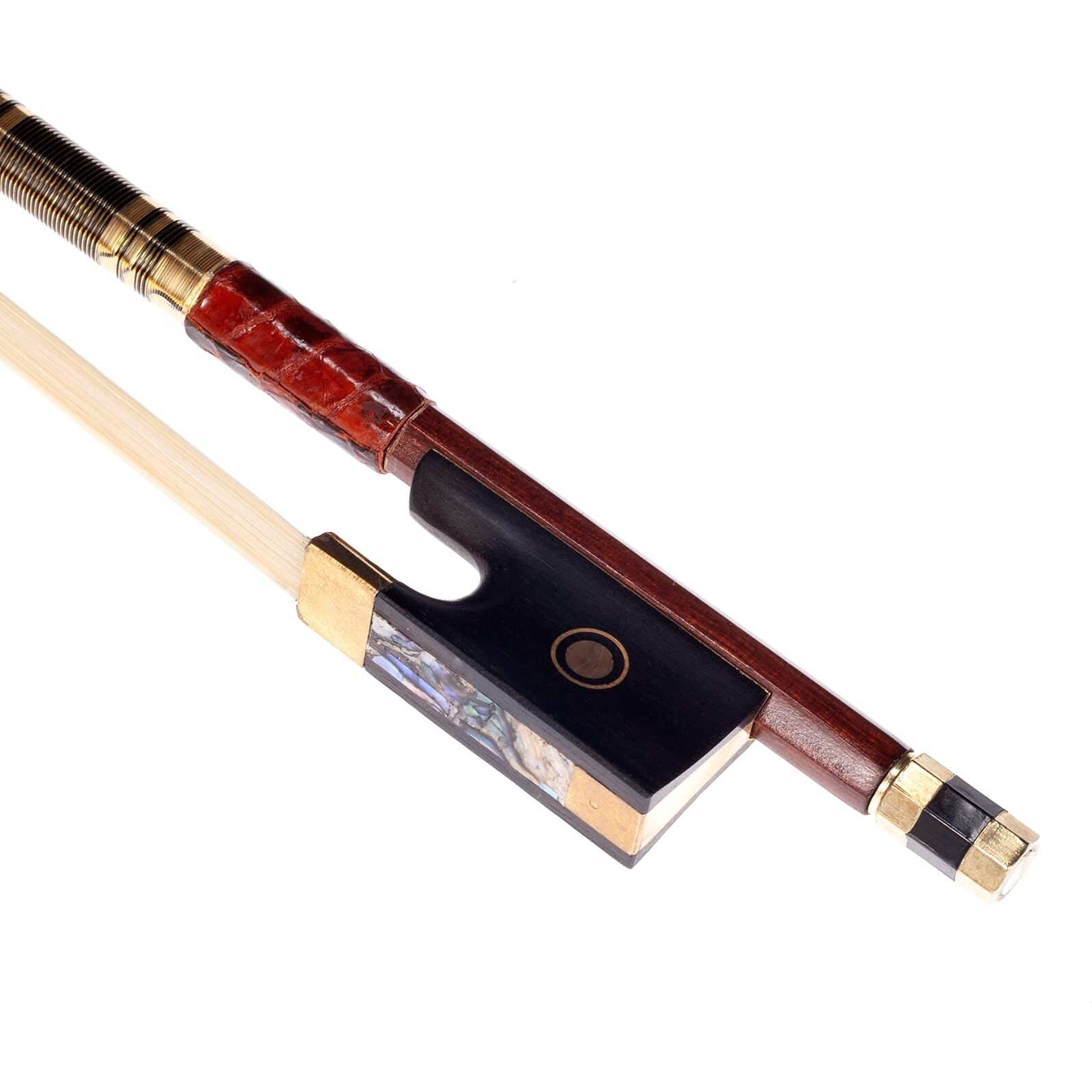 Amzz Advance 4/4 Full Size Violin Bow Pernambuco Violin Bow Real Horse Hair Octagonal Stick (Brazilwood Bow 4/4)