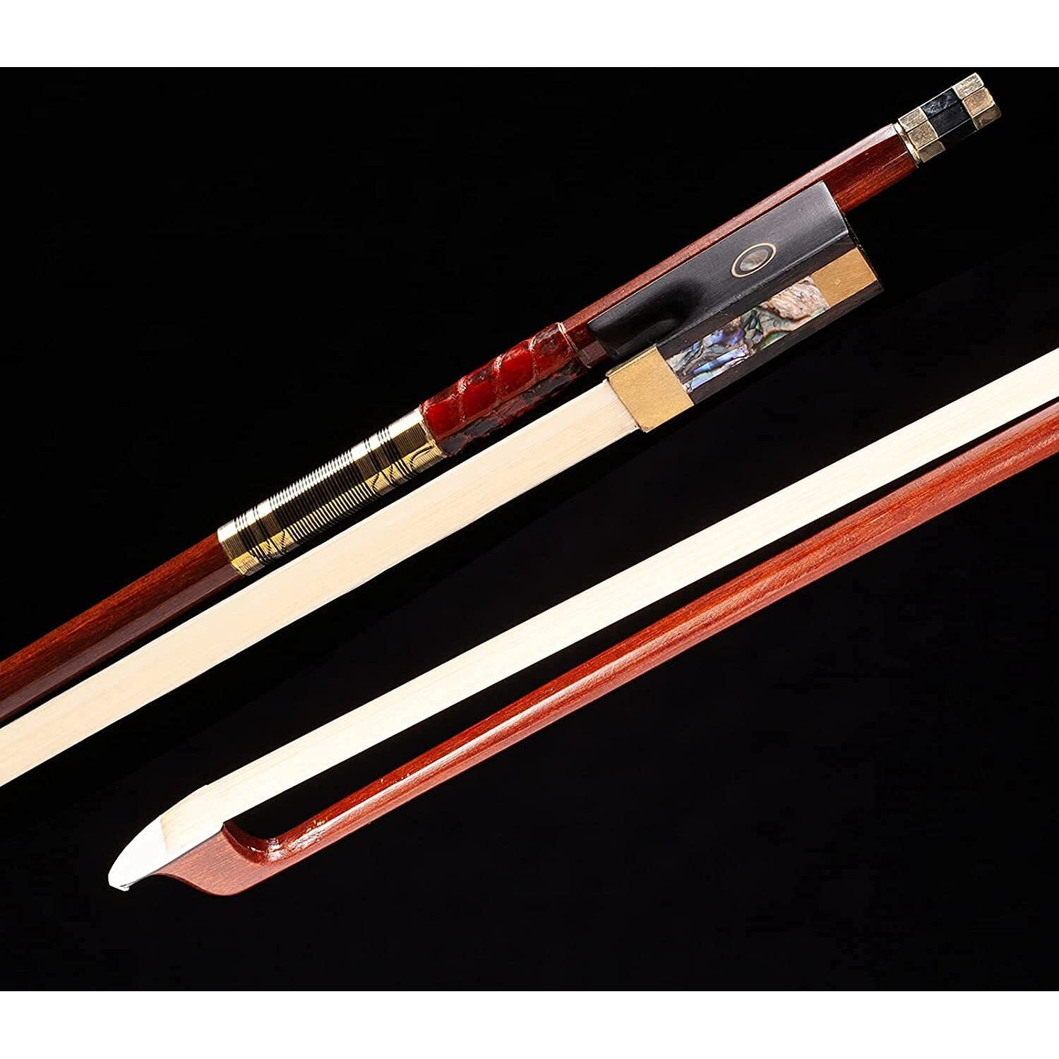 Amzz Advance 4/4 Full Size Violin Bow Pernambuco Violin Bow Real Horse Hair Octagonal Stick (Brazilwood Bow 4/4)