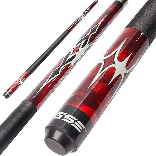 Gse Games & Sports Expert 58"" 2-Piece Canadian Maple Hardwood Billiard Pool Cue Sticks For Men/Women  Great For House Or Commercial/Bar Use (Red  20 Oz)