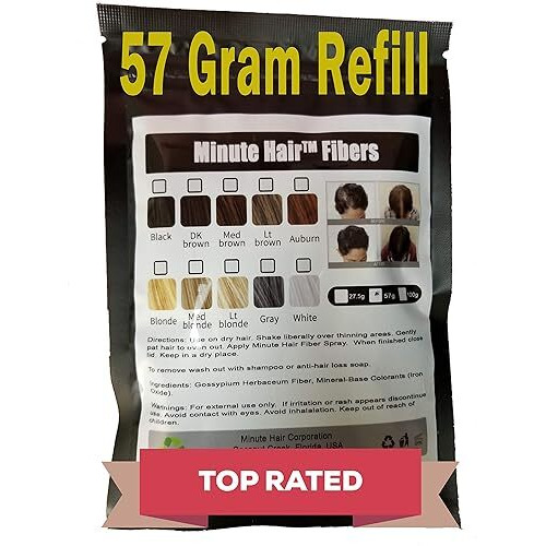 Hair Building Fibers Grey 57 Grams (2 Oz) Minute Hair Refill Hair Loss Concealer That You Can Use For Your Bottles From Competitors Like Toppik  Xfusion (Gray)