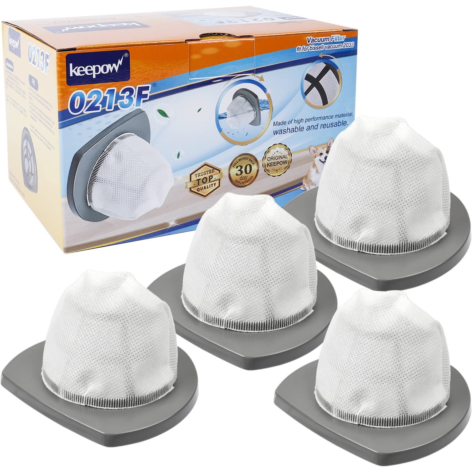Keepow Featherweight Replacement Filters Compatible With Bissell Featherweight Stick Lightweight Bagless Vacuum 2033  20331  20333  20336  20339  2033M (4-Pack)