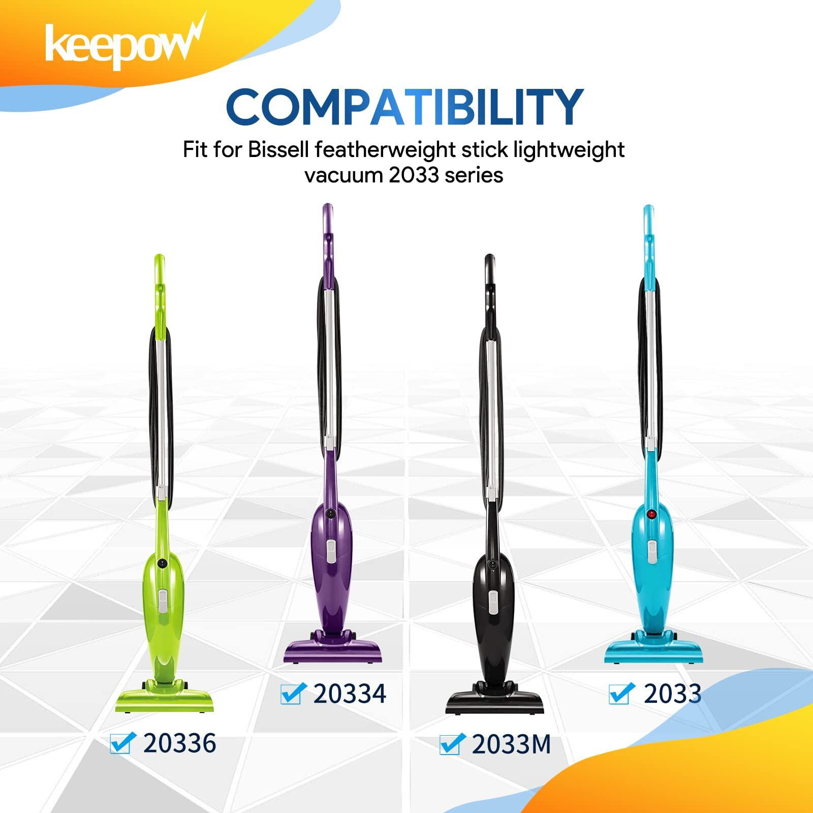 Keepow Featherweight Replacement Filters Compatible With Bissell Featherweight Stick Lightweight Bagless Vacuum 2033  20331  20333  20336  20339  2033M (4-Pack)