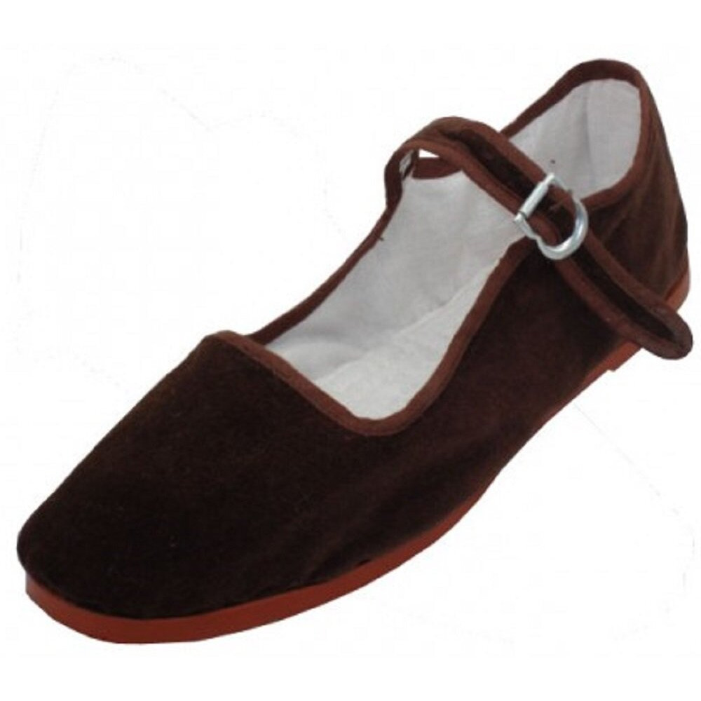 Shoes 18 Womens Cotton China Doll Mary Jane Shoes Ballerina Ballet Flats Shoes (6.5  118 Brown Micro)