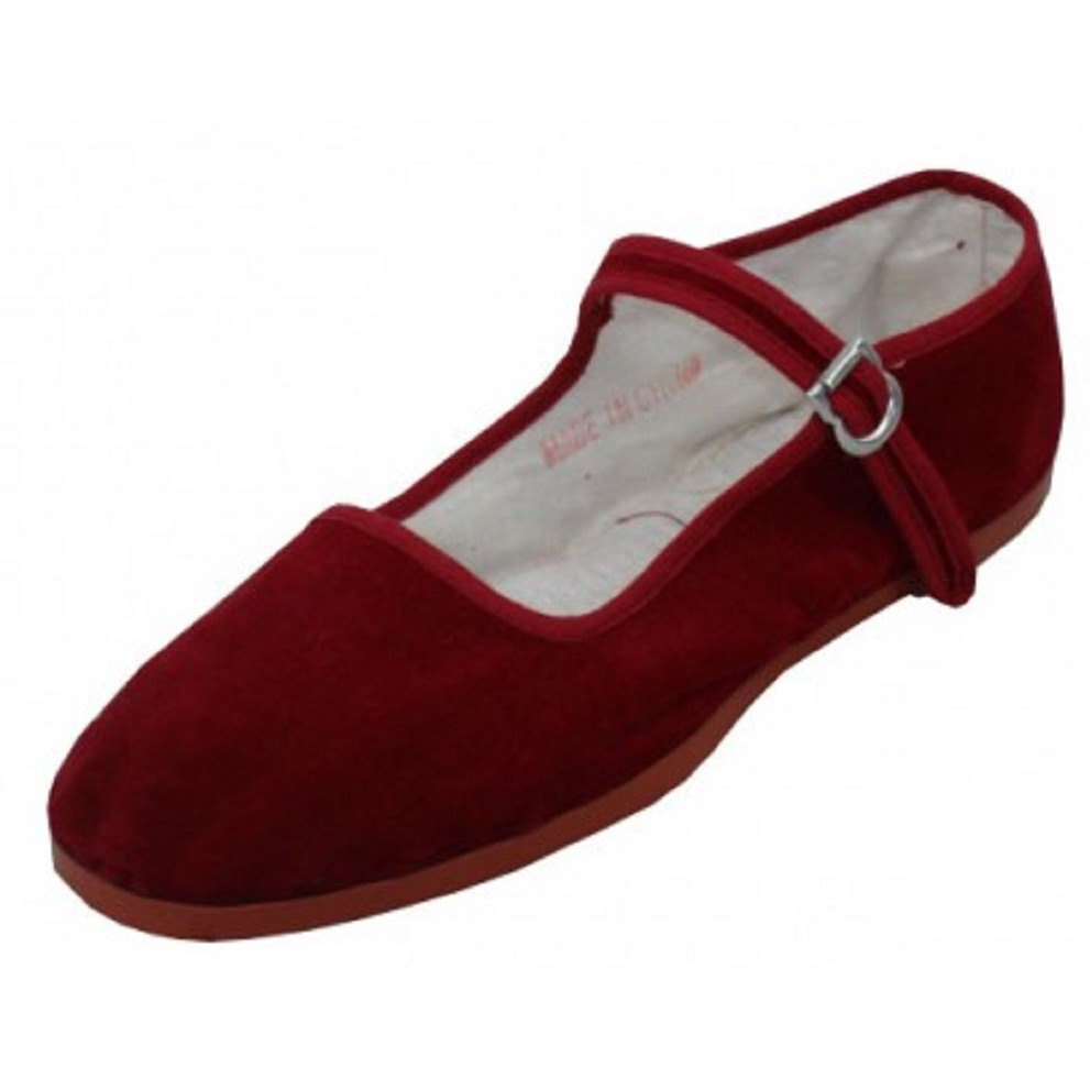 Shoes 18 Womens Cotton China Doll Mary Jane Shoes Ballerina Ballet Flats Shoes (8.5  118 Burgundy)