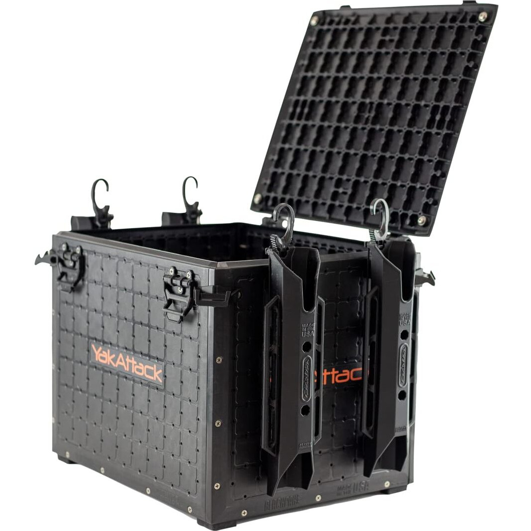 Yakattack Blackpak Pro Kayak Fishing Crate - Includes 4 Attachable Fishing Rod Holders  13&quot&quot X 16&quot&quot - Black