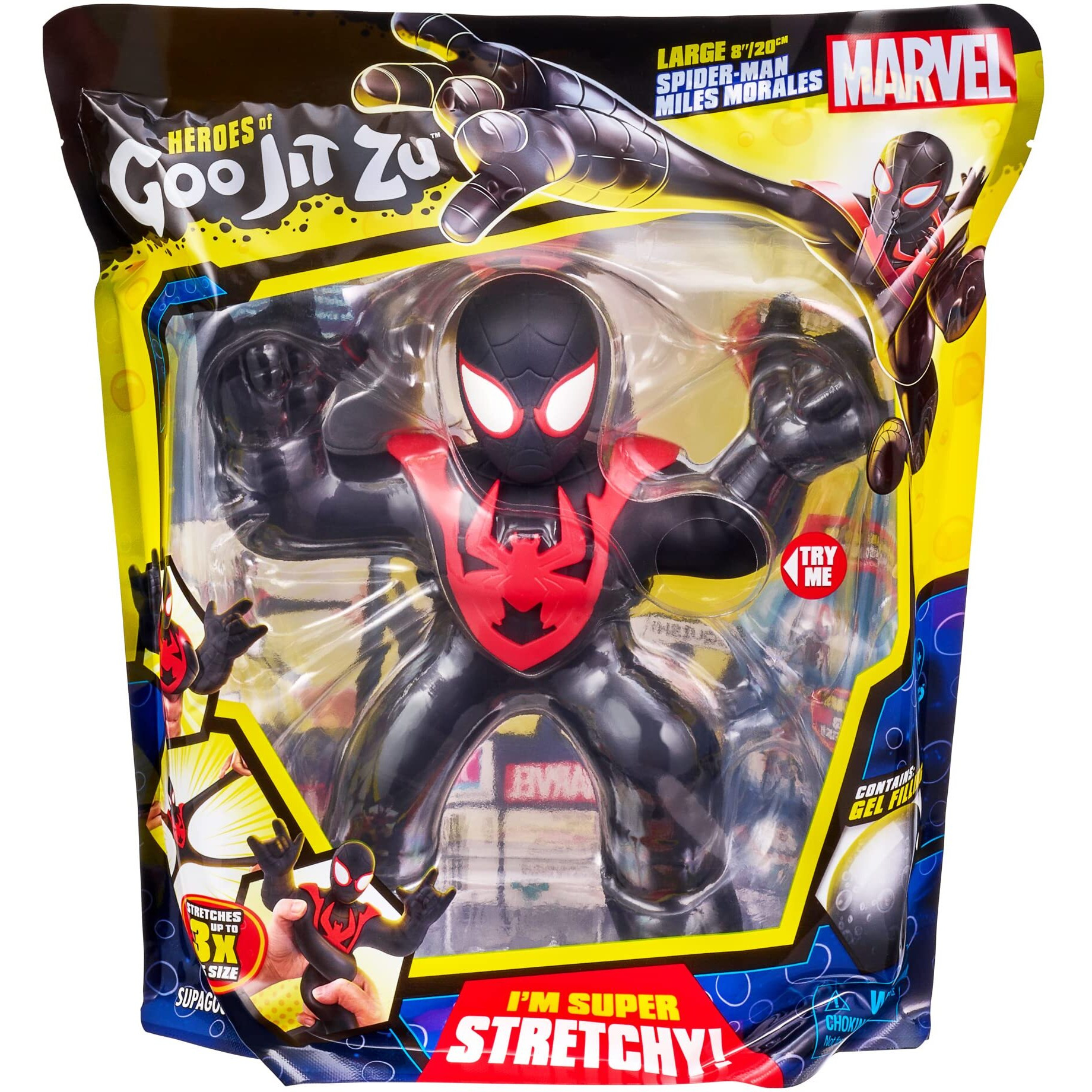 Heroes Of Goo Jit Zu Marvel Supagoo Hero Pack 8"" Tall Super Stretchy Spider-Man Miles Morales Action Figure