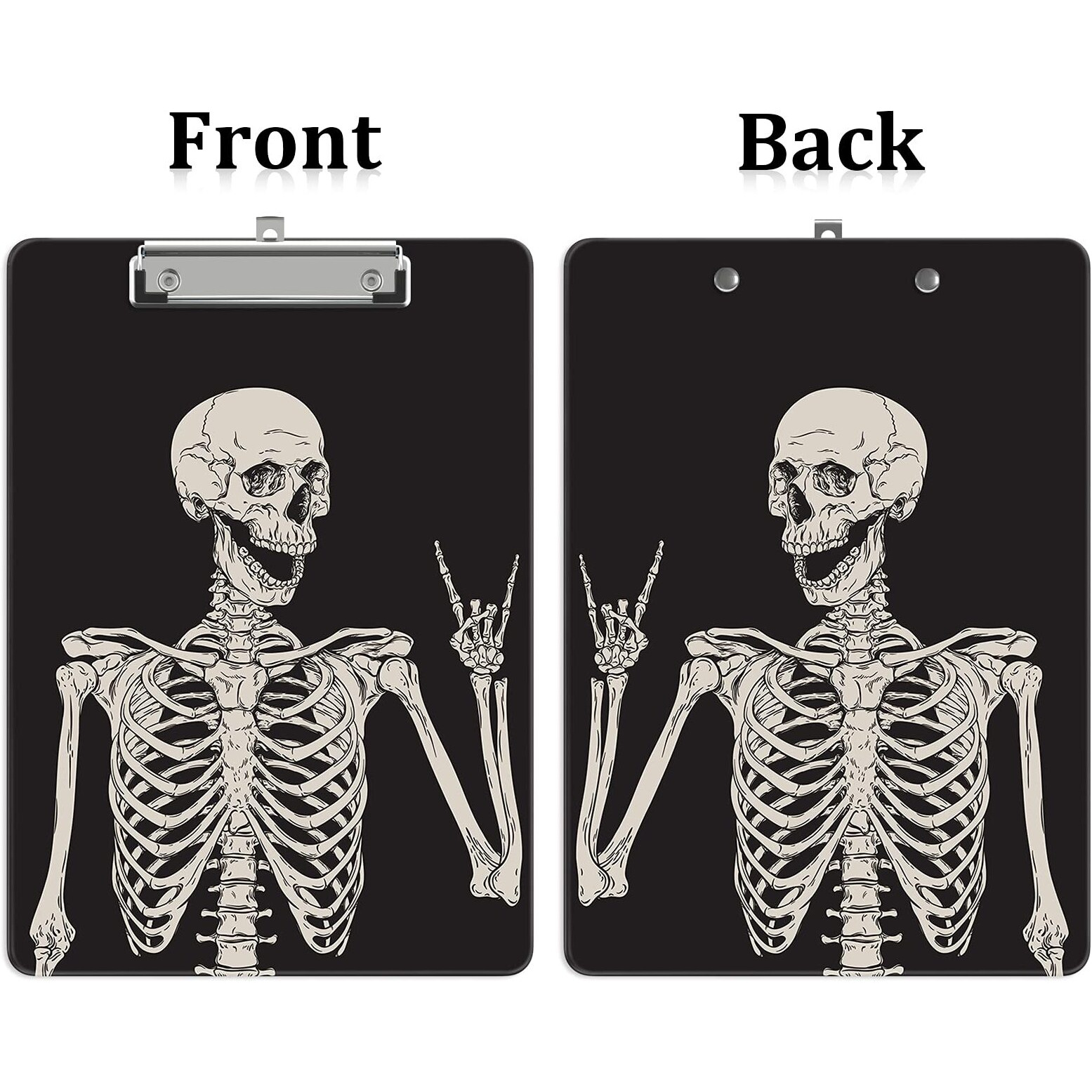 Zaxmey Plastic A4 Clipboards  Cute Clip Board Stardard Letter Size 9 X 12.5 In  Office Decorative For Students Women Men And Kids  Skeleton