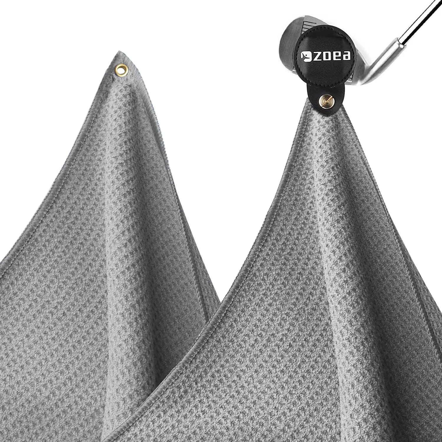 Zoea Magnetic Towel  Magnetic Clip For Golf Towel  Microfiber Fabric Waffle Pattern Towels Industrial Strength Magnet For Strong Hold To Golf Carts Or Clubs (2  Grey)