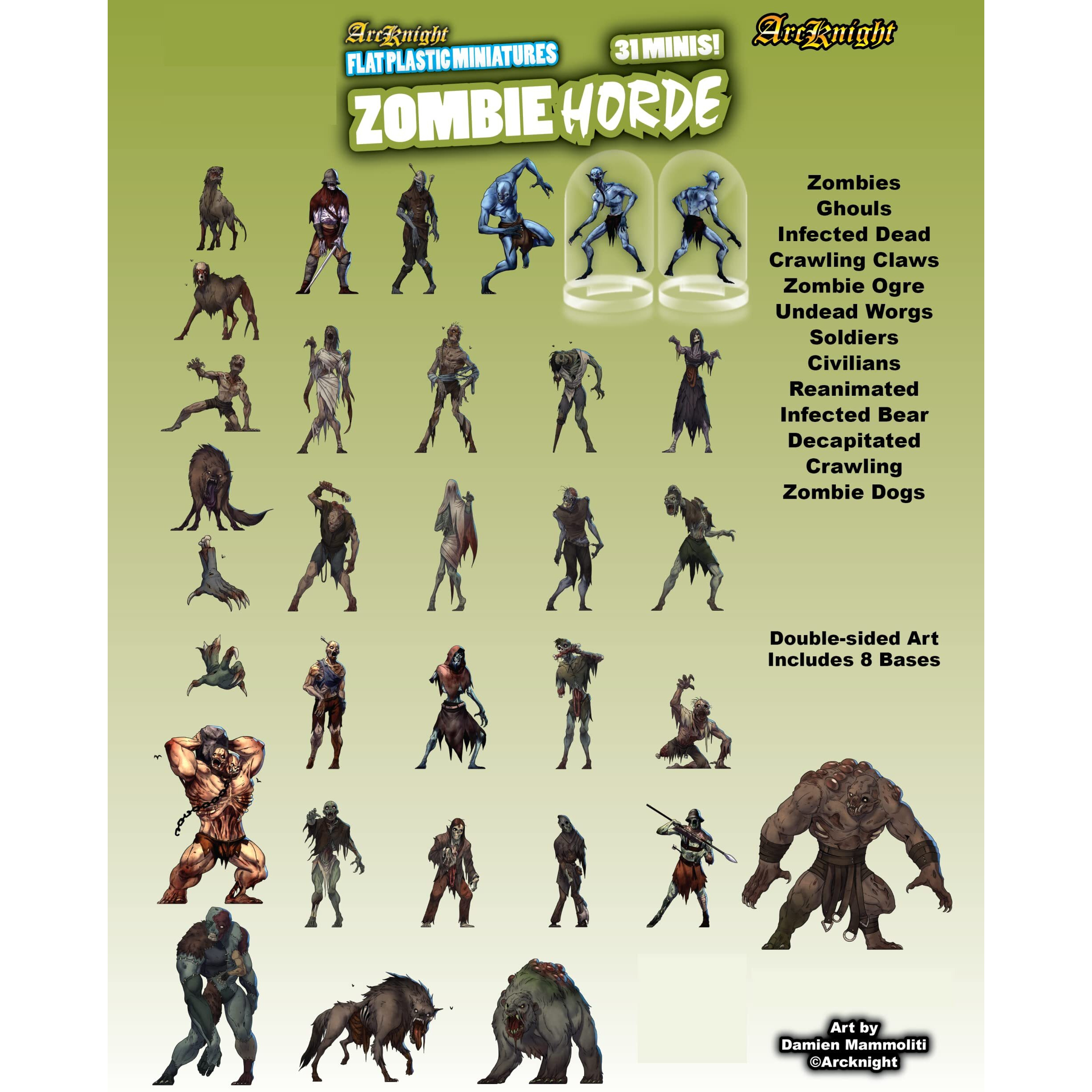 Arcknight Flat Plastic Miniatures Zombies Horde 31 Unique Undead-Themed Enemy Minis For Dnd 5E And Pathfinder Affordable  Skinny Figurines For Dungeons And Dragons And Other Tabletop Rpg Games