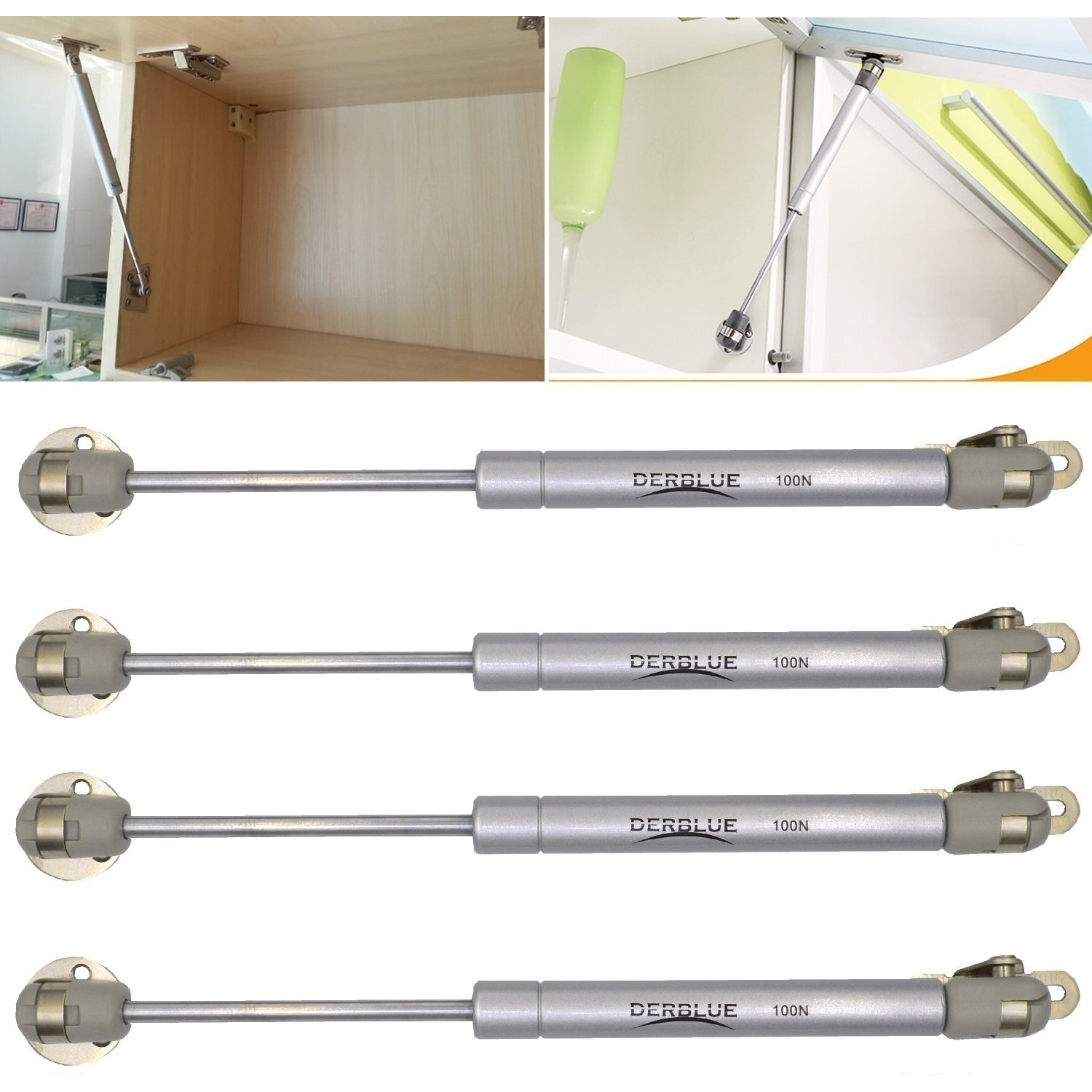 Derblue 4 Pcs 10Inch 100N/22.5Lb Gas Strut Lift Support Cabinet Door Lift Pneumatic Support