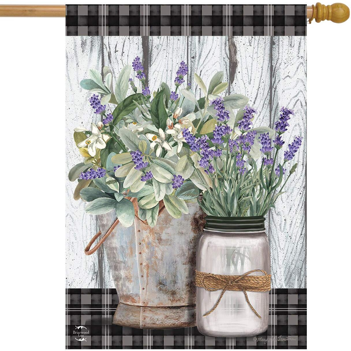 Farmhouse Flowers Spring House Flag Rustic Floral 28"" X 40"" Briarwood Lane
