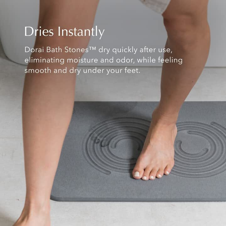 Dorai Home Bath Stone - Luxury Stone Bath Mat - Instantly Removes Water - Non-Slip Surface - Modern And Stylish Design - Rubberized Bottom Pad - Zen Slate