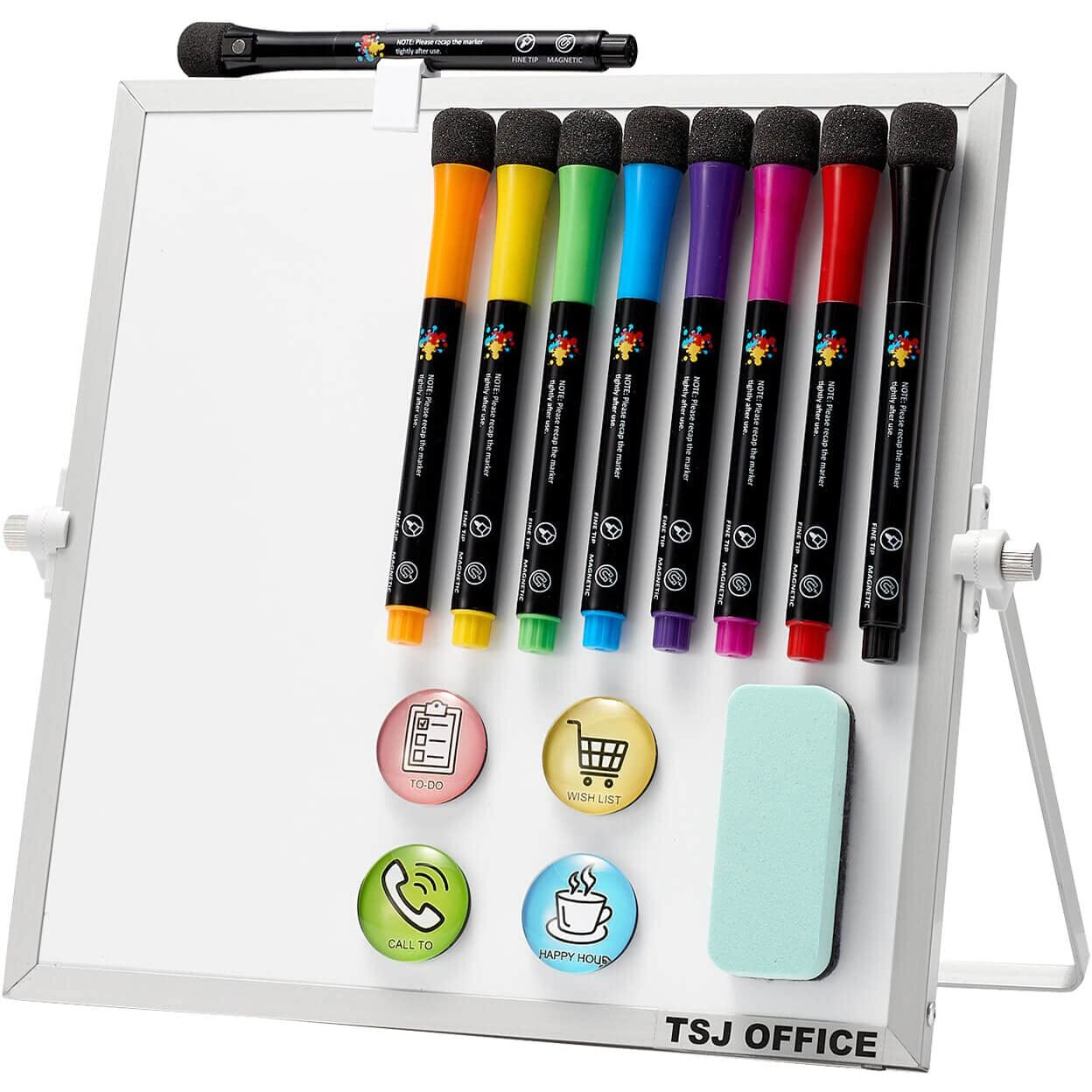 Small Magnetic Dry-Erase White Board - 10 X 10 Inches Mini Easel Whiteboard 360 Degrees Revolving Double Sided Stand For Office  Home  School
